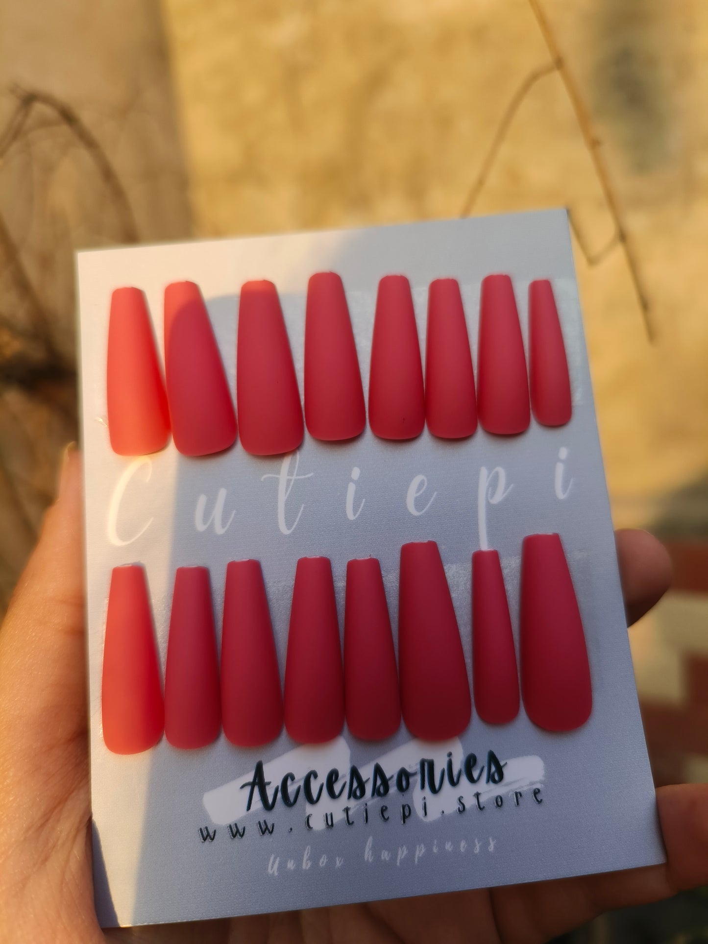 Peach Blush Matte Nail Set – 24pcs with Kit