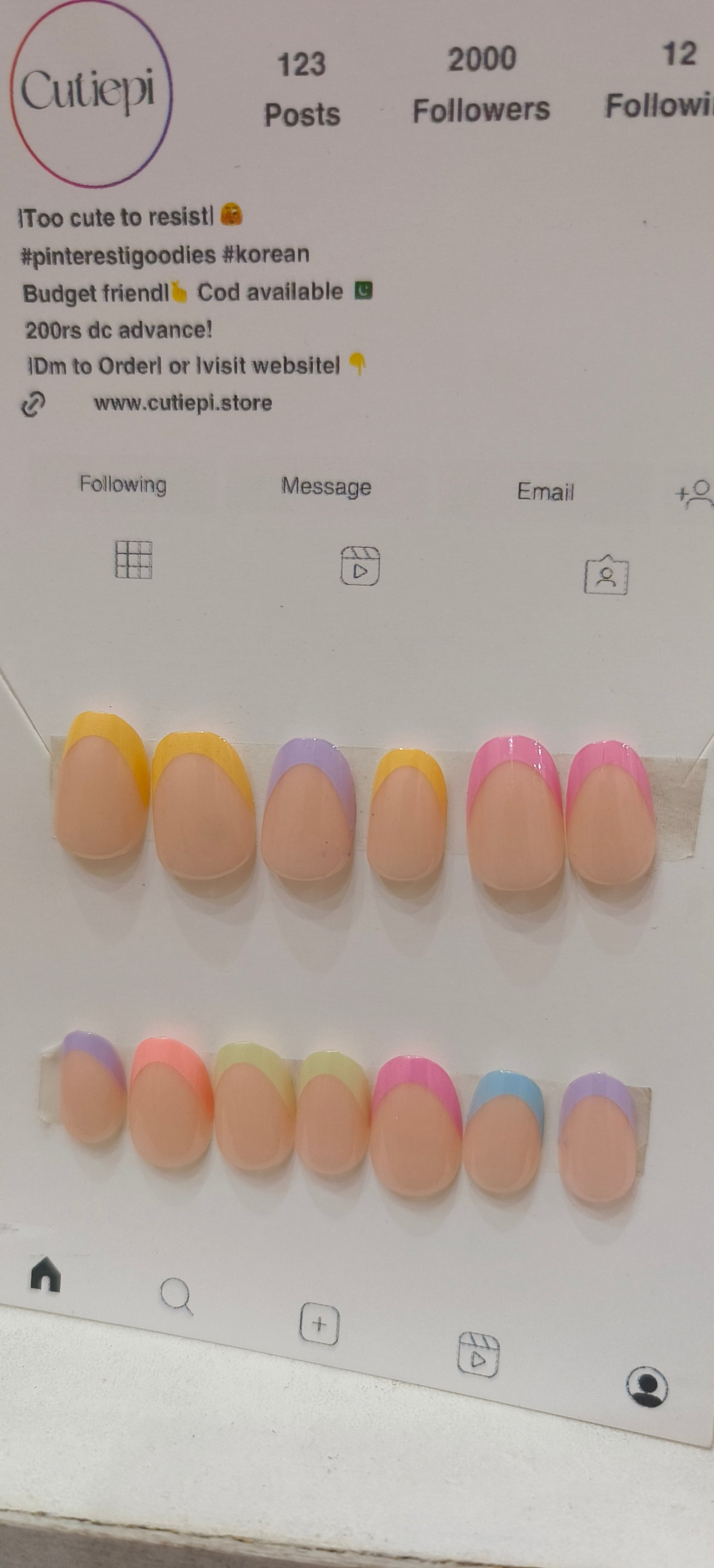Rainbow Swirl Mini Nails- 20pcs nail set with Application kit