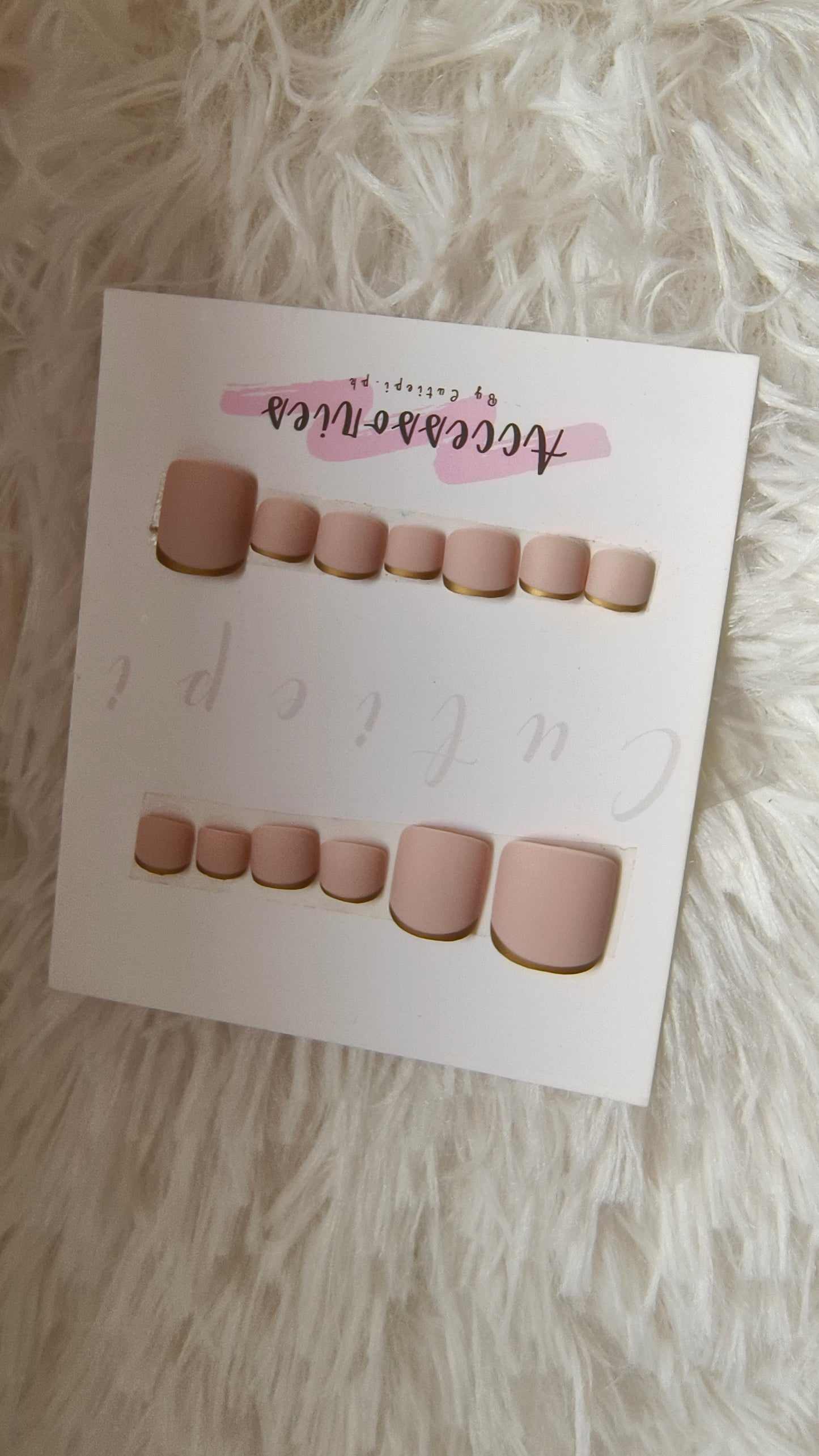 Matte Brown French - 24pcs Foot Nails with Application Kit