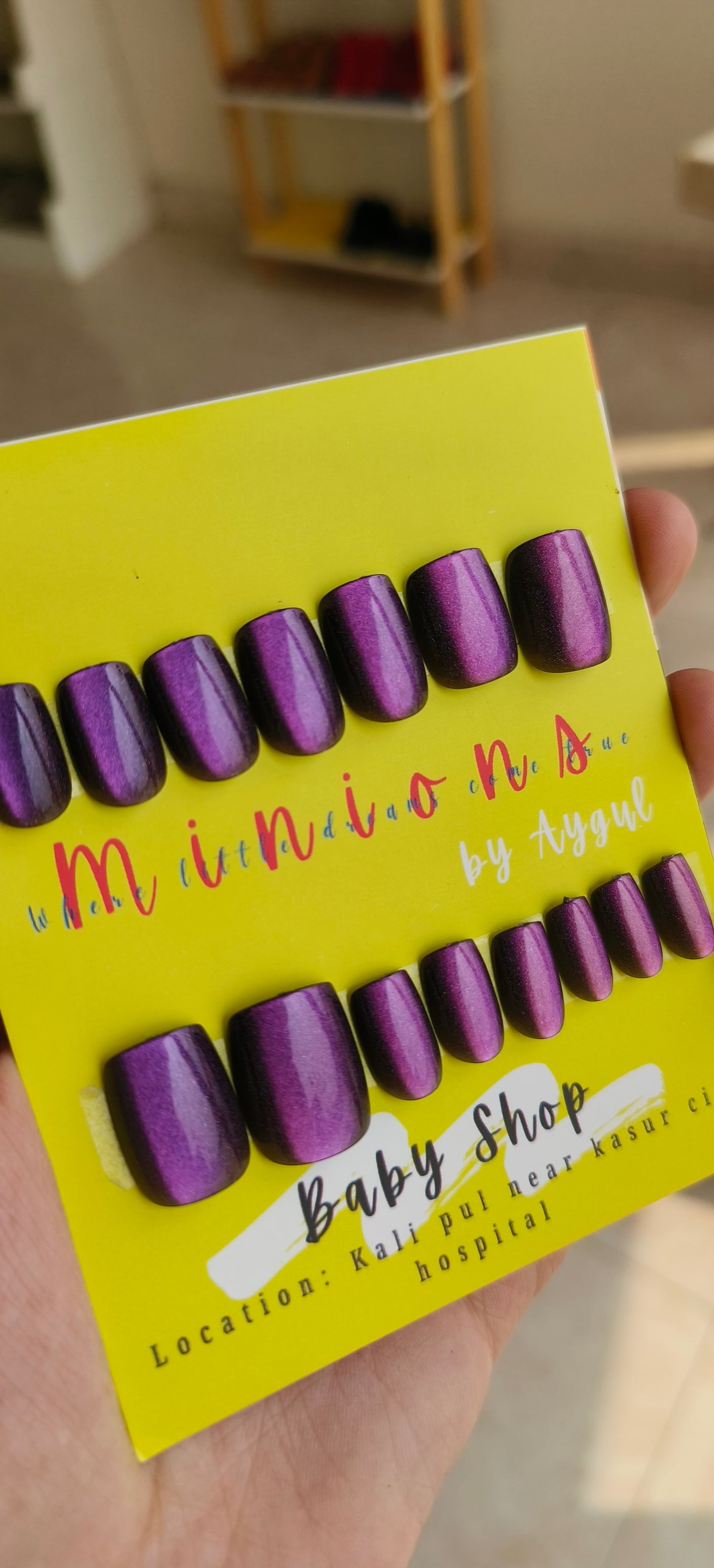 Royal Amethyst – 15pcs Square Cat Eye Nail Set with Application Kit