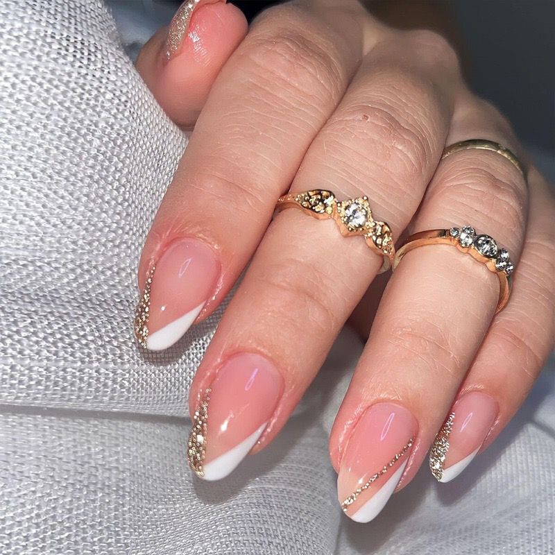 Glitter French-24pcs Nail set with Application Kit