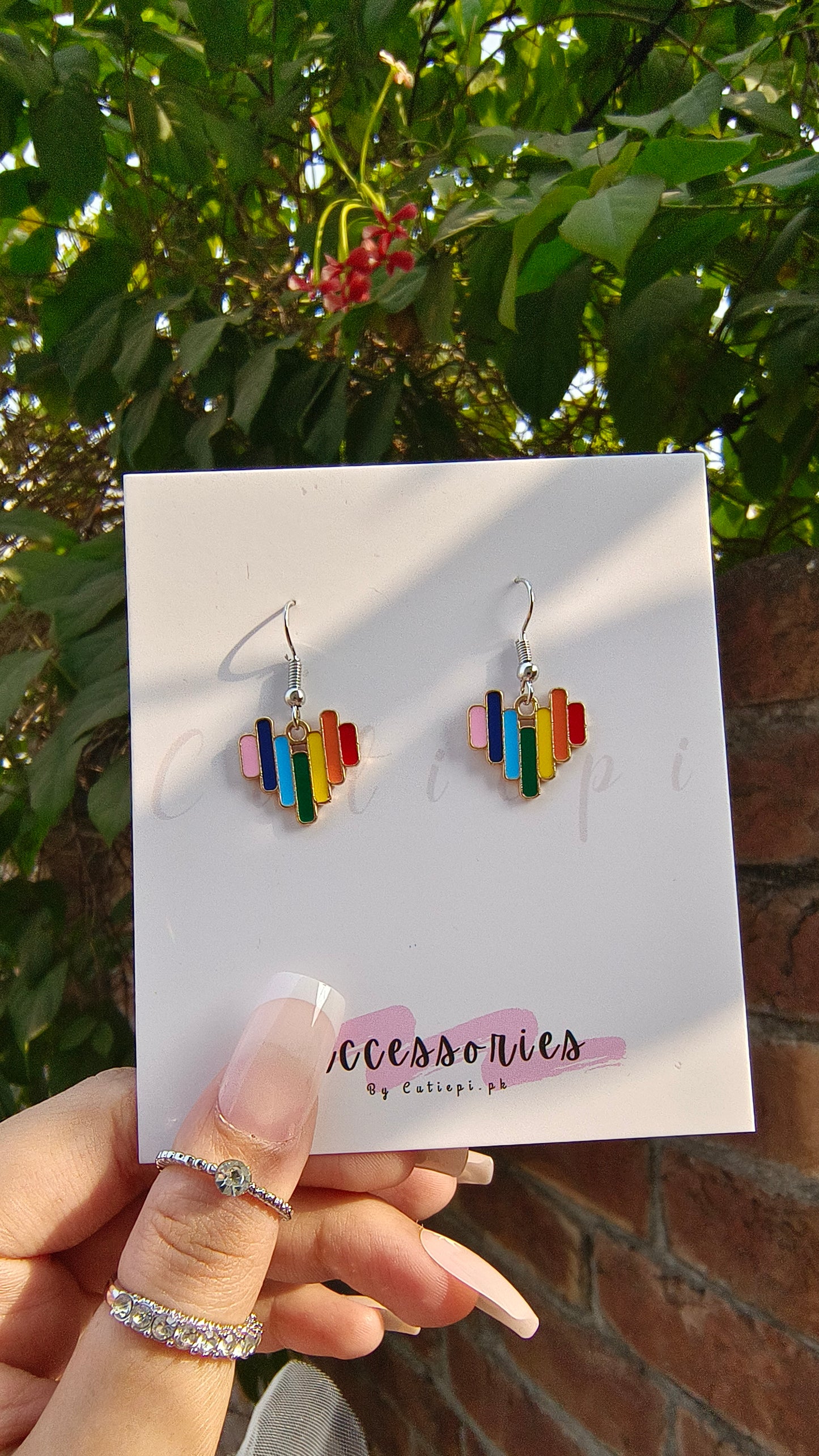 💖 Colorful Heart Stripe Earrings – Fun & Trendy Accessory for Women 🌈