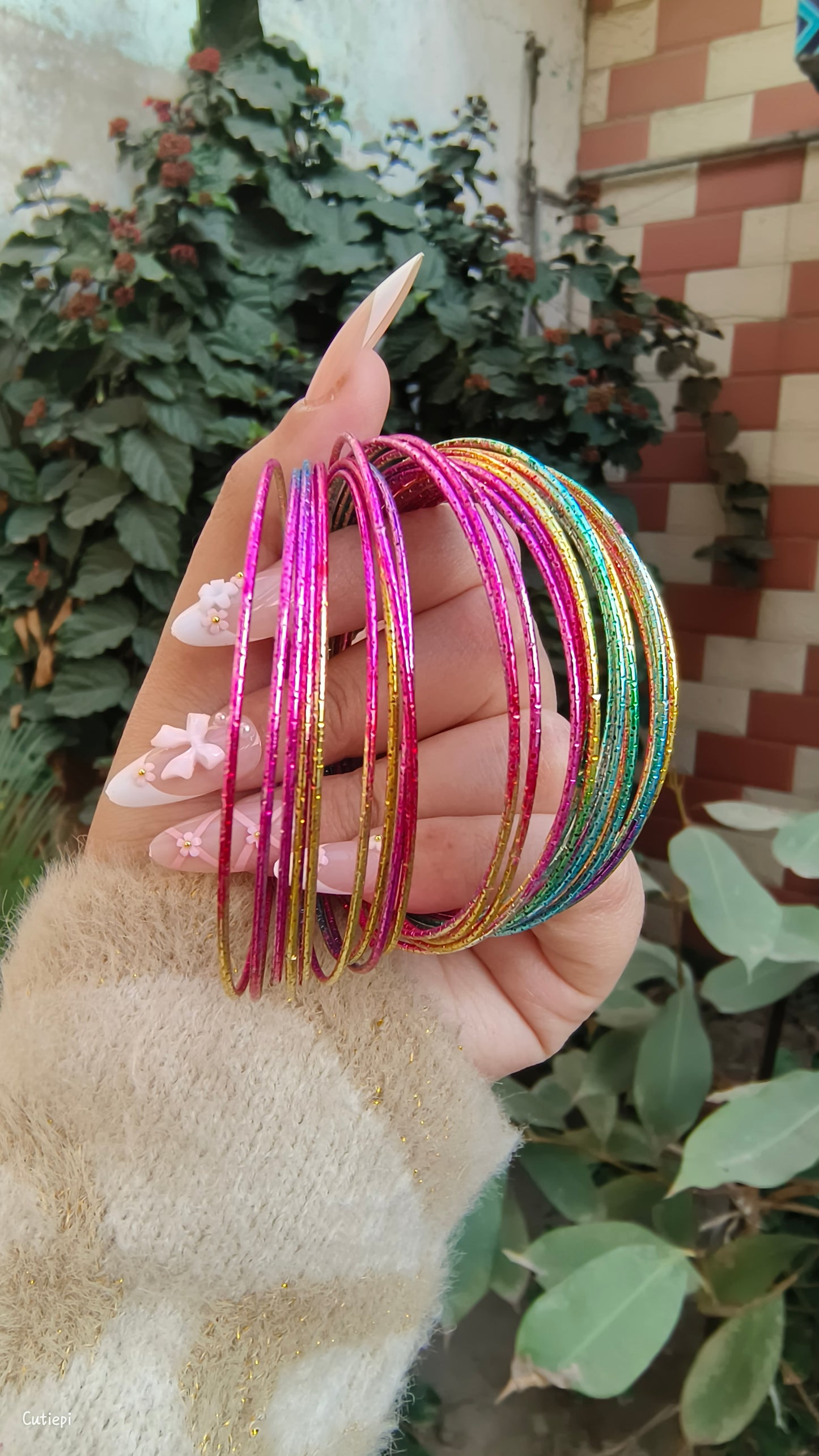 Prism Glow Rainbow Bangle Set – 6pcs ✨