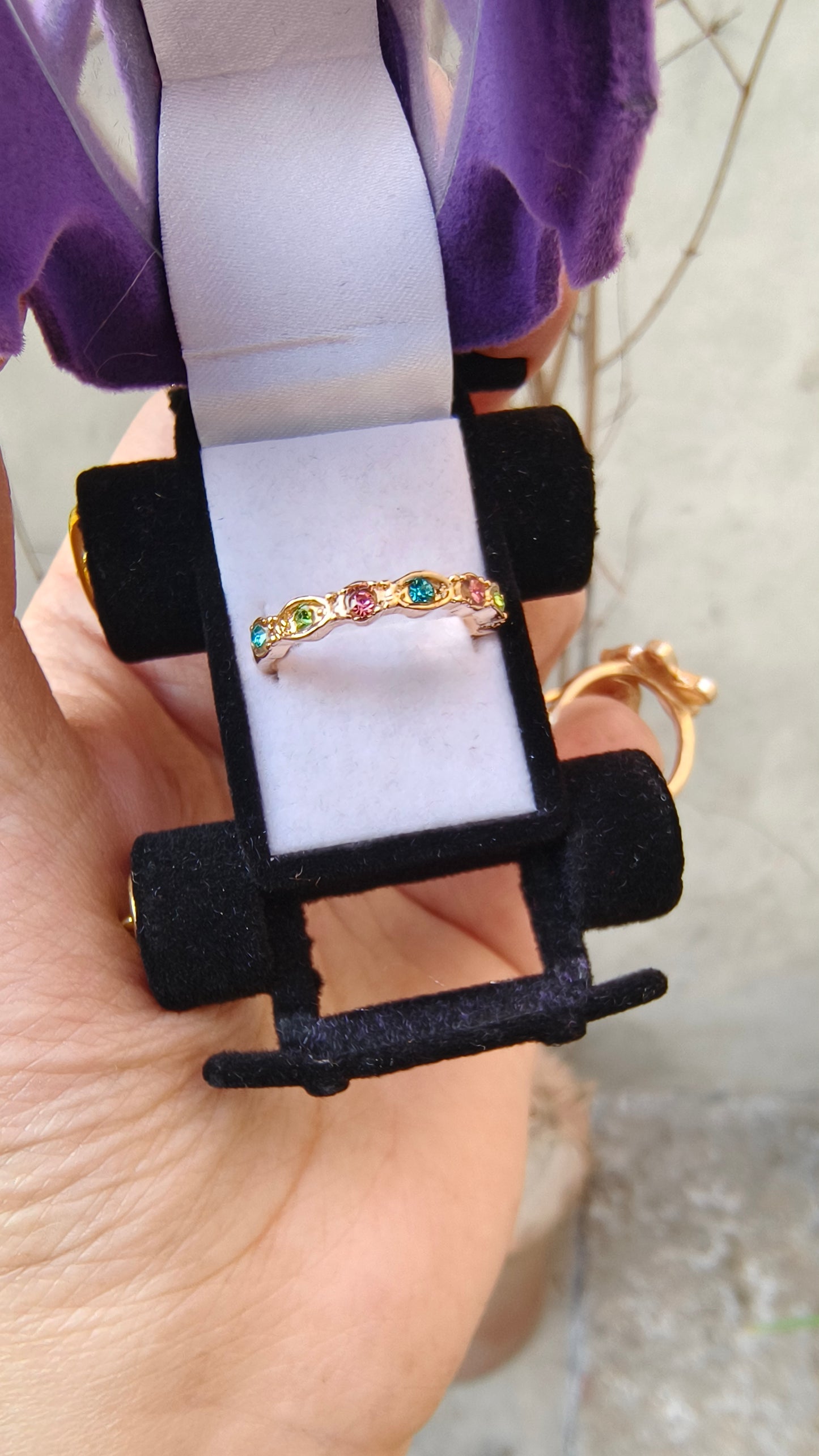 "Lustrous Purple Glam Ring – Chic & Timeless" Gold Plated