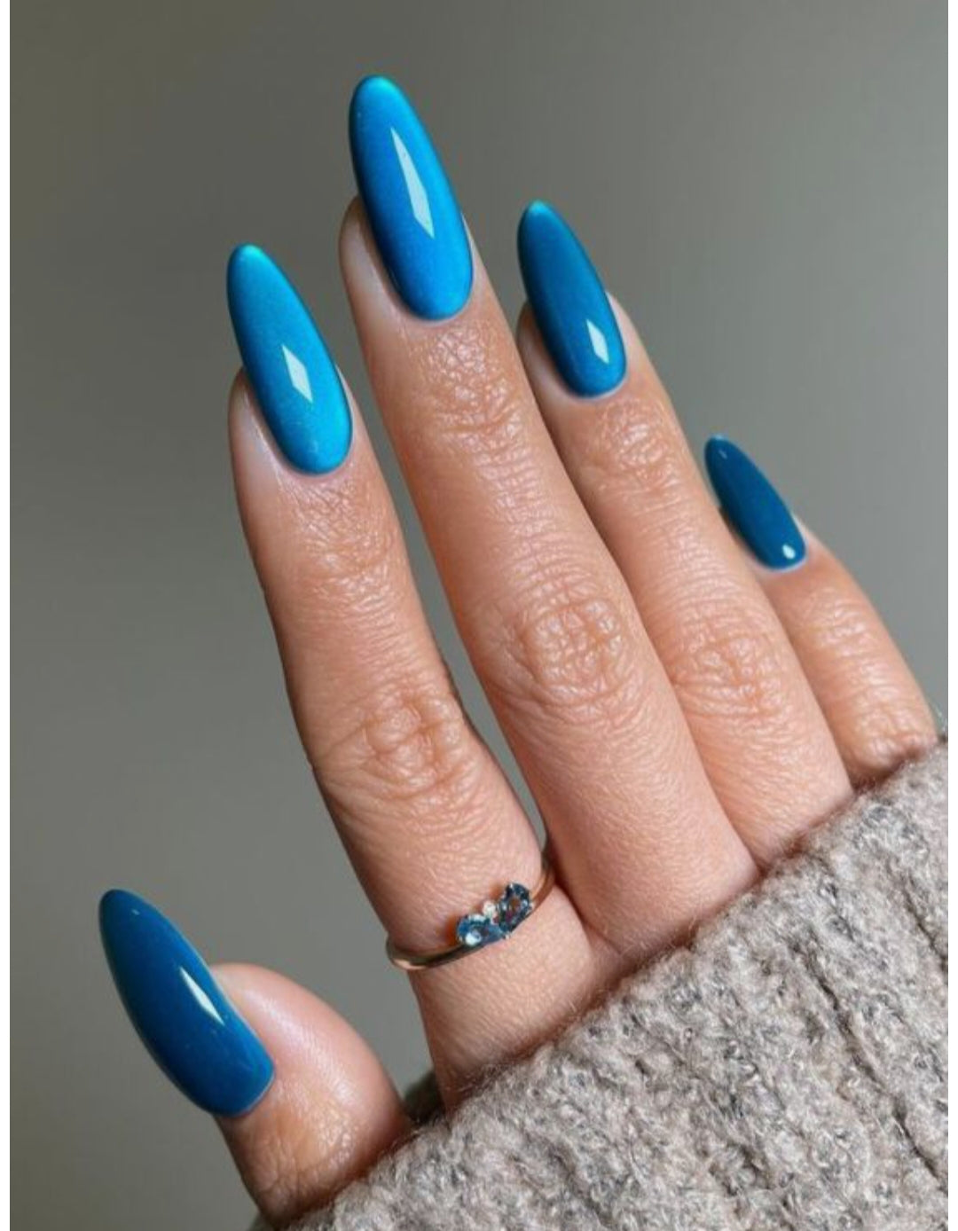 Deep Blue Cat eye Nails-24pcs with Application Kit