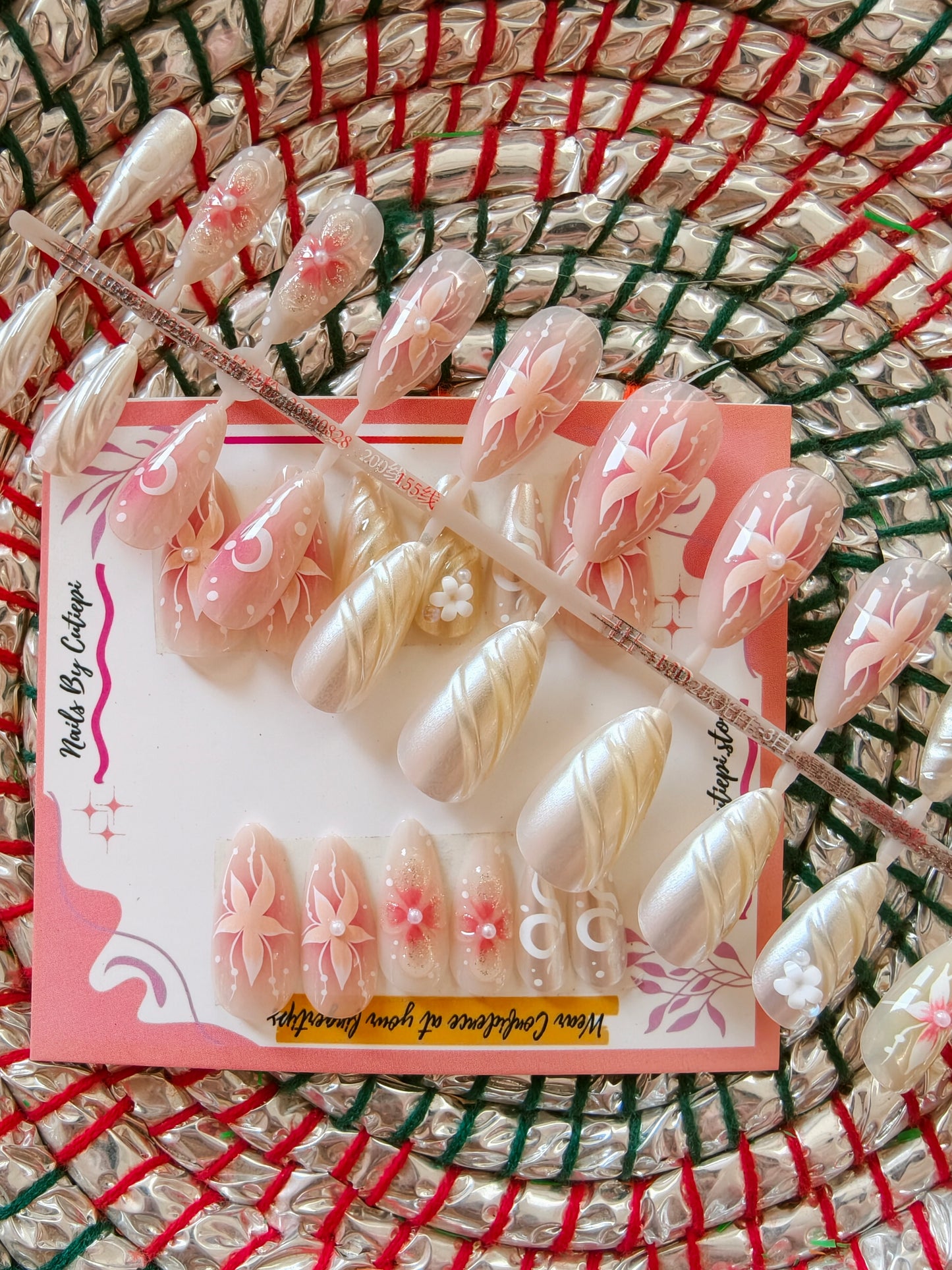 Jasmine Beauty- Premium 3d Handmade Nails with Application kit