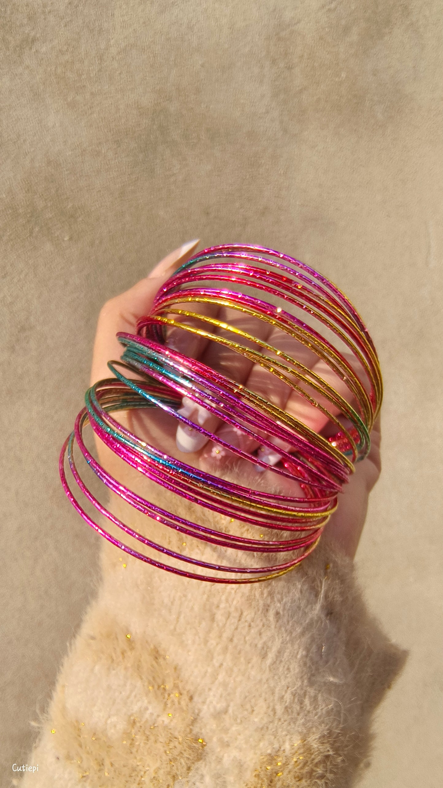 Prism Glow Rainbow Bangle Set – 6pcs ✨