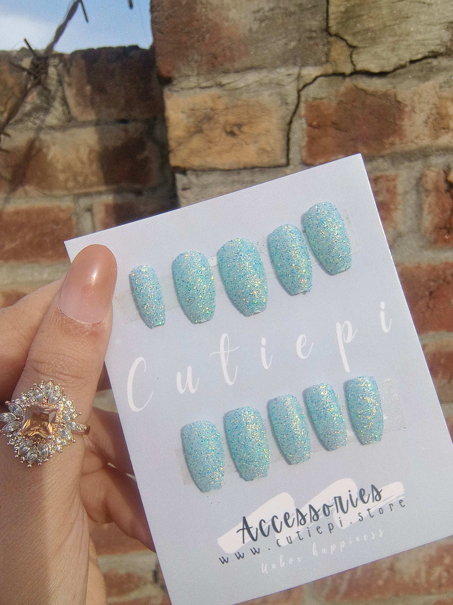 Sky Blue Glitter Square Earrings – Celestial Glow