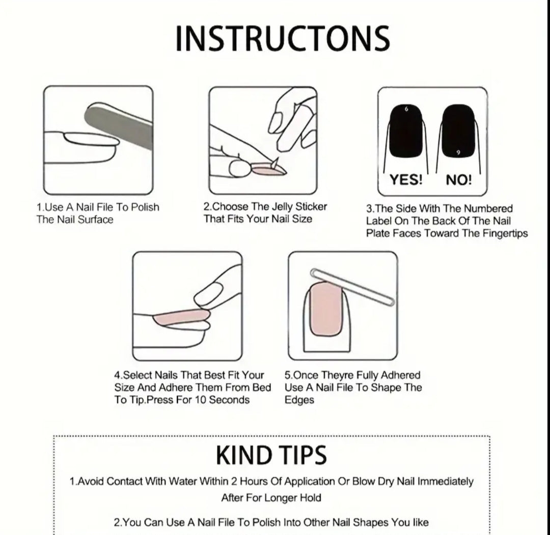Long Black Press-On Nails with Black Lining - Sleek and Minimalist Design for Women