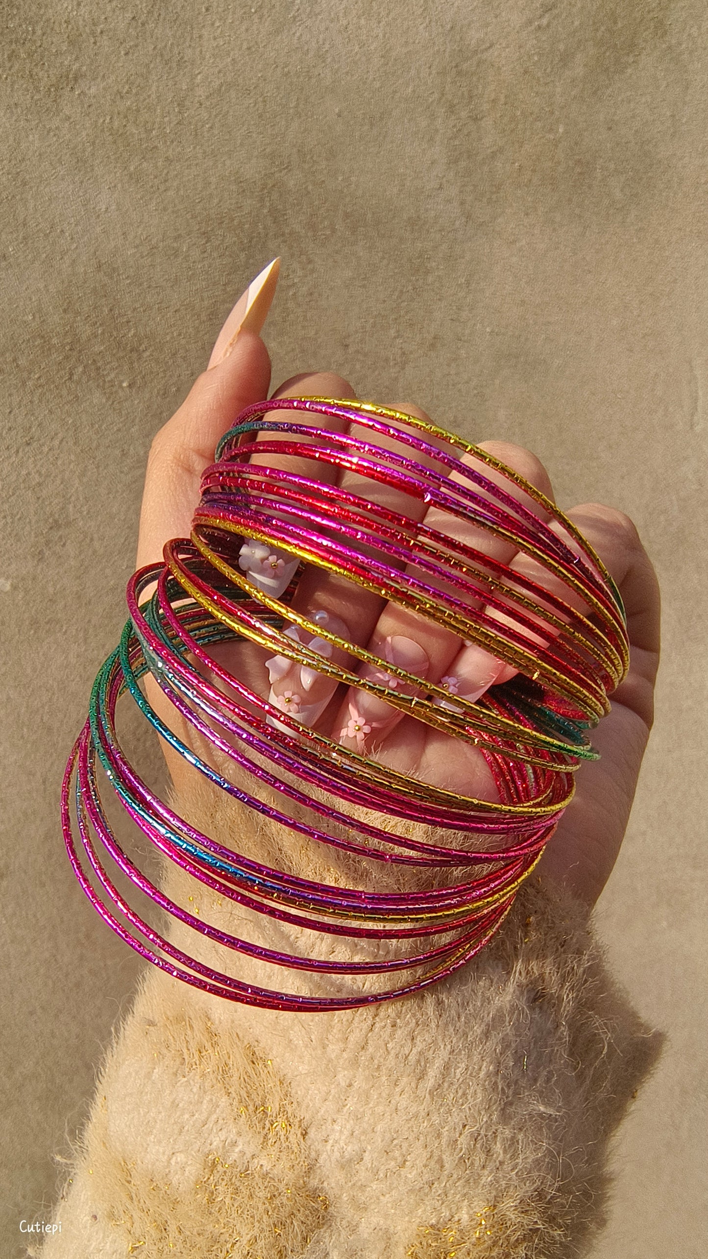 Prism Glow Rainbow Bangle Set – 6pcs ✨