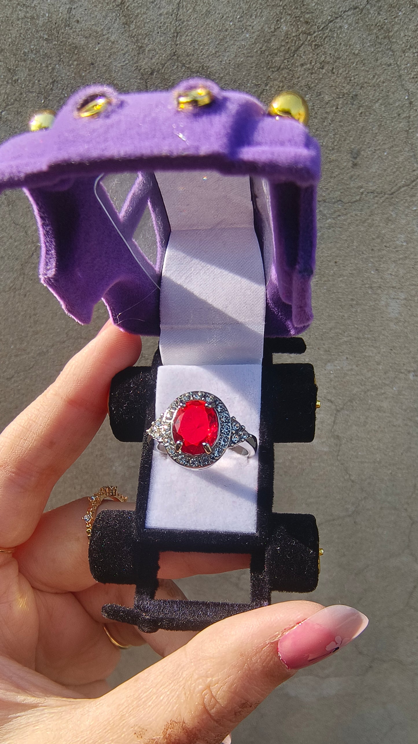 Red Zircon Gold-Plated Ring – Bold & Elegant Statement Jewelry