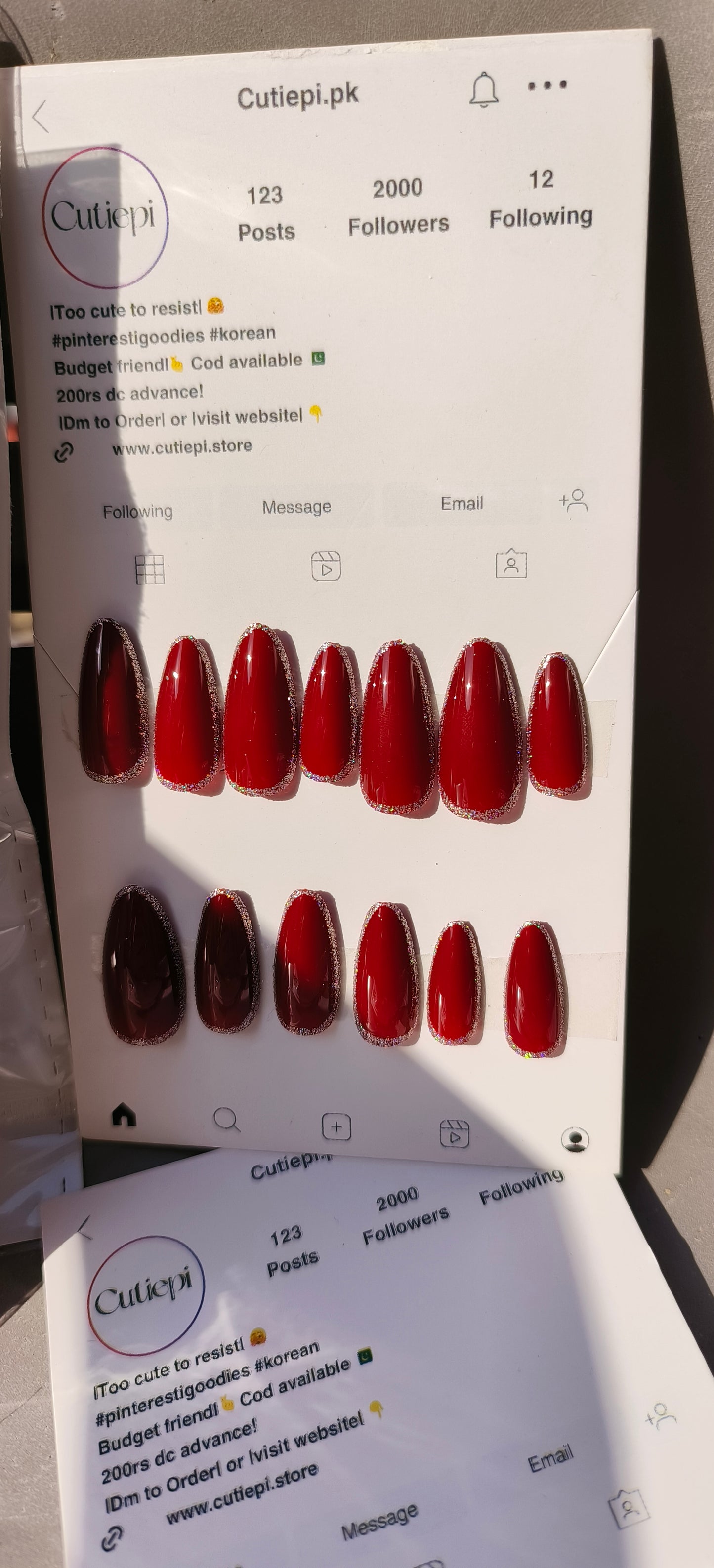 Wine Luxe Glitter Nails – 24pcs with Application Kit