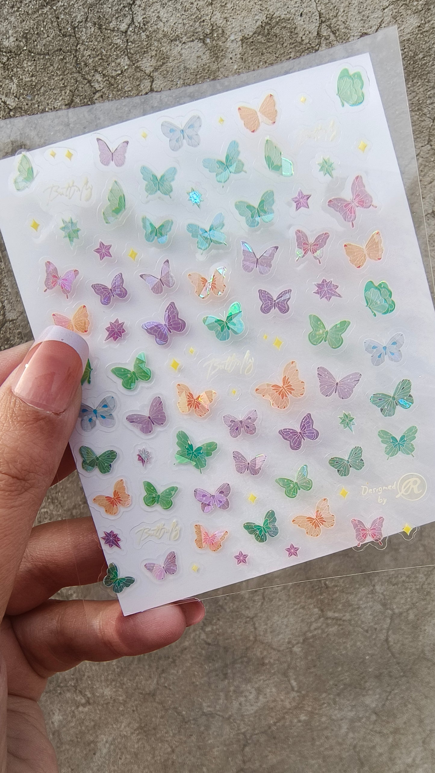 Iridescent Butterfly Nail Sticker - Glittering Self-Adhesive Decal for a Stunning Manicure"