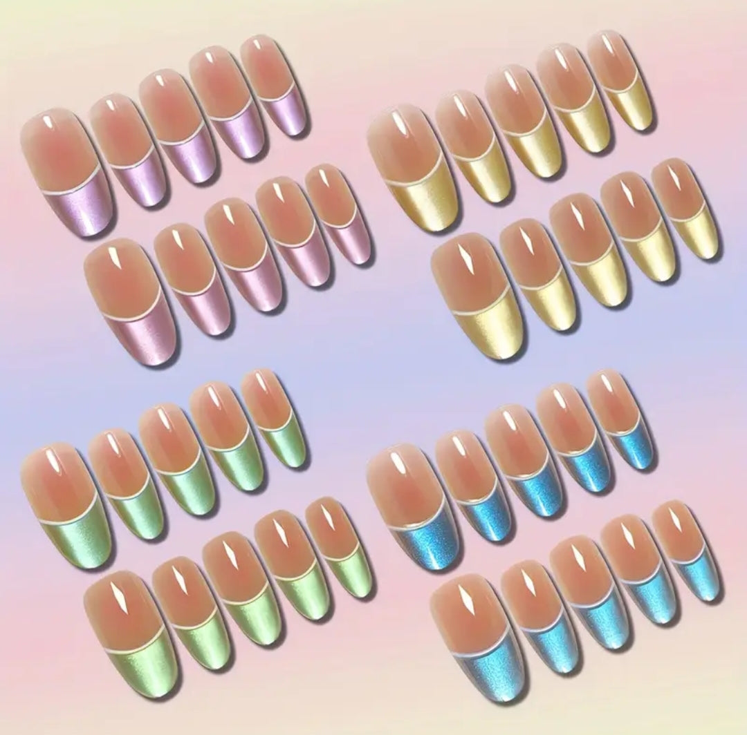 Bridal Nails (For mehndi event) - 10 pcs cat eye nails with application kit