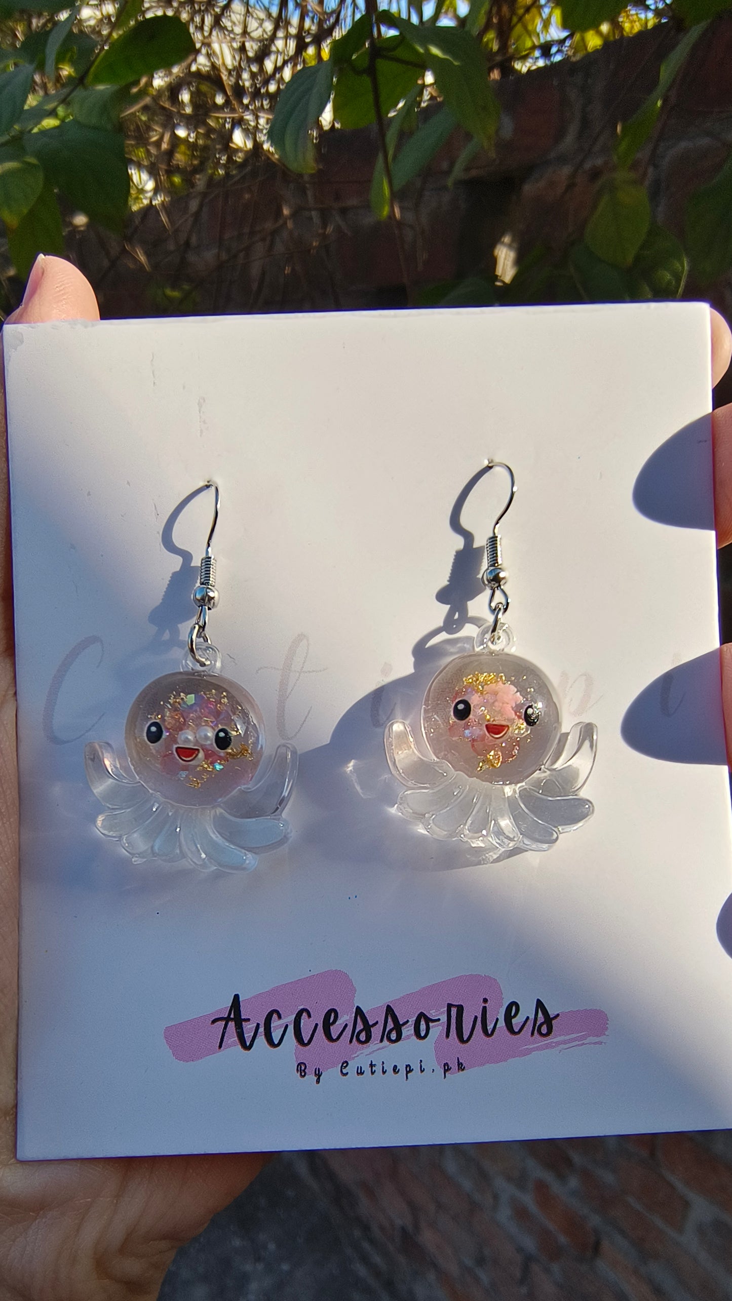 "Glittery Transparent Fish Resin Earrings – Dazzling & Unique"