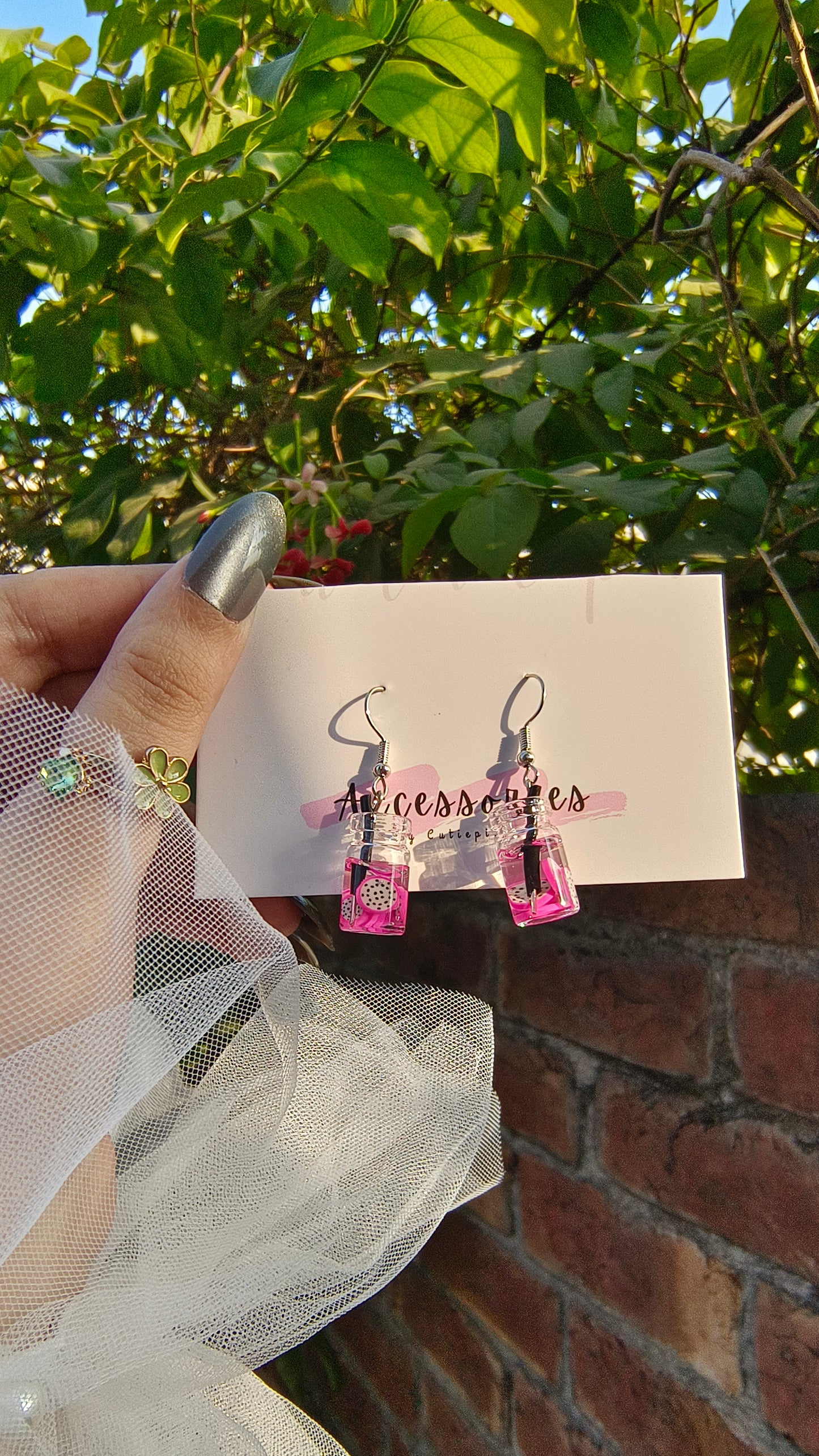 Fruit Tea Cup Resin Earrings - Fun Pitaya & Peach Boba Milk Tea Dangle Earrings for Women