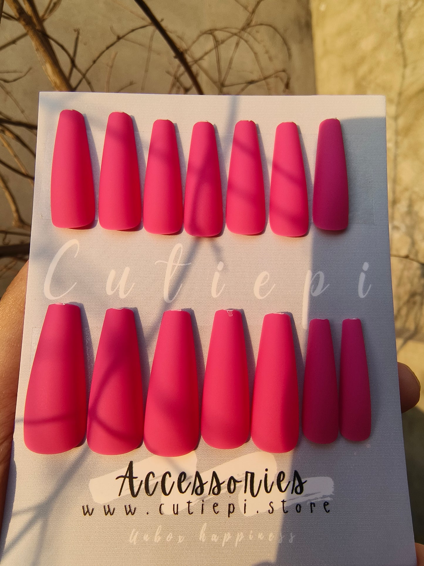 Velvet Rose Matte Nail Set – 24pcs with Kit