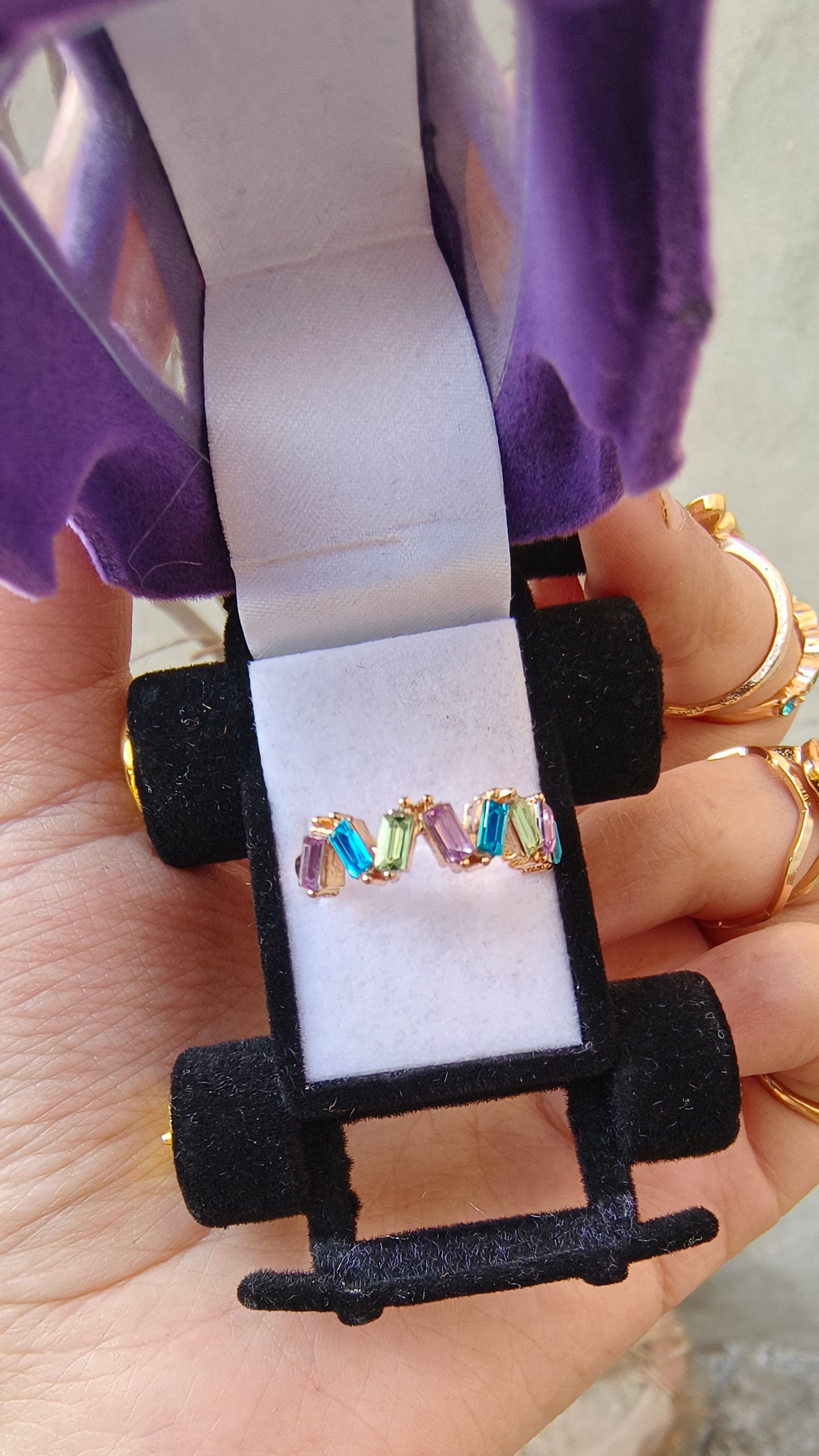 Shimmering Purple Glam Ring – Luxe for Every Occasion" Gold Plated