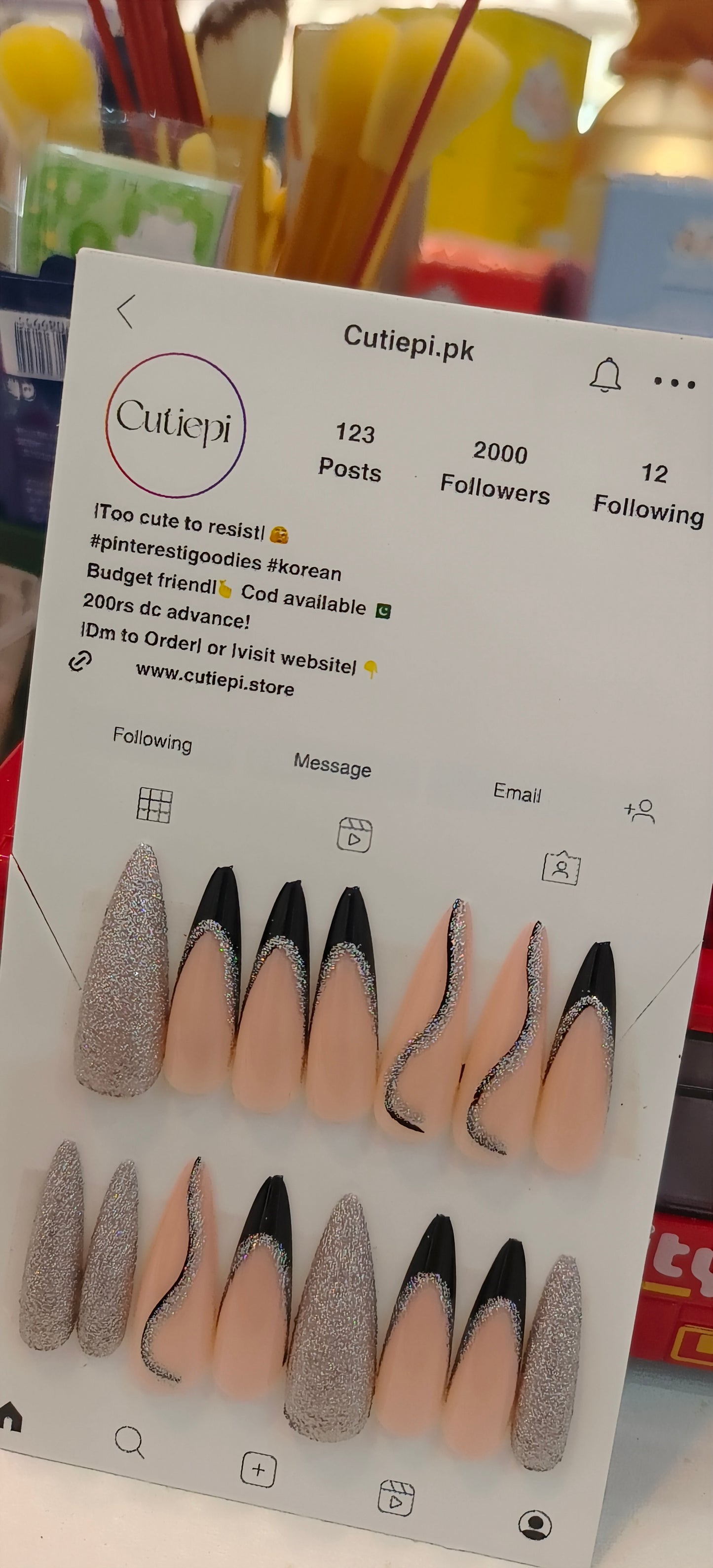 Midnight Sparkle – 24pcs Nail Set with Application Kit