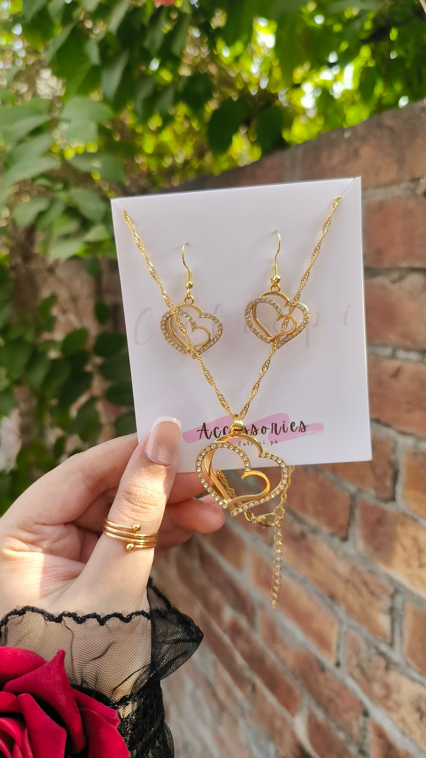 Double Heart Delight" Necklace