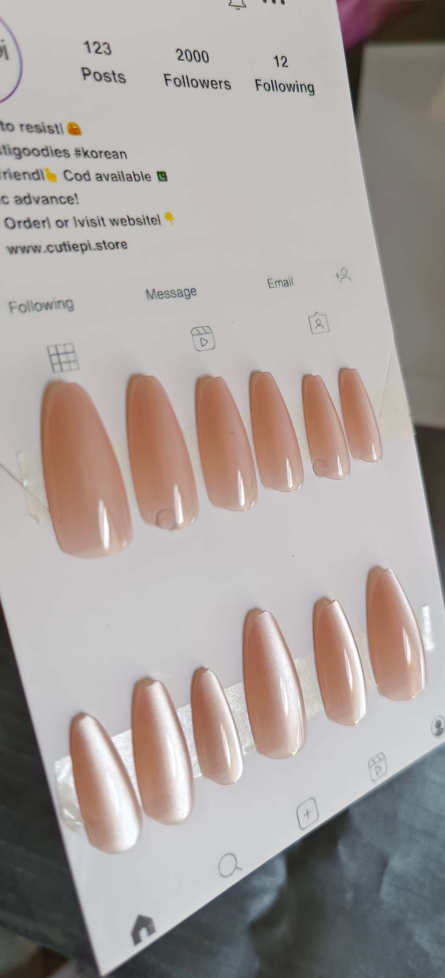 Natural Grace Pink Cat eye nails 24pcs with Application kit