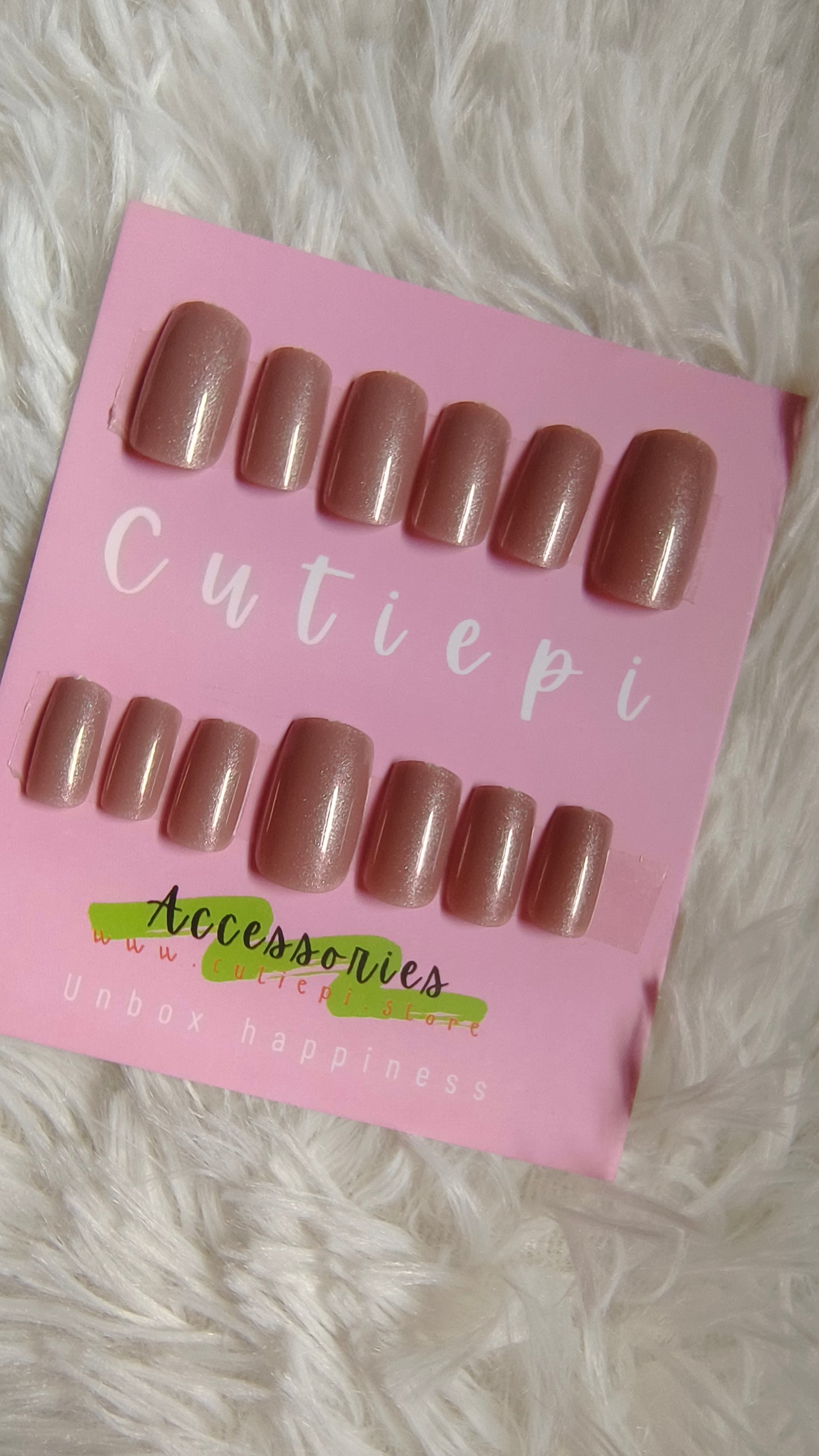 Glossy Brown Square Press-On Nails