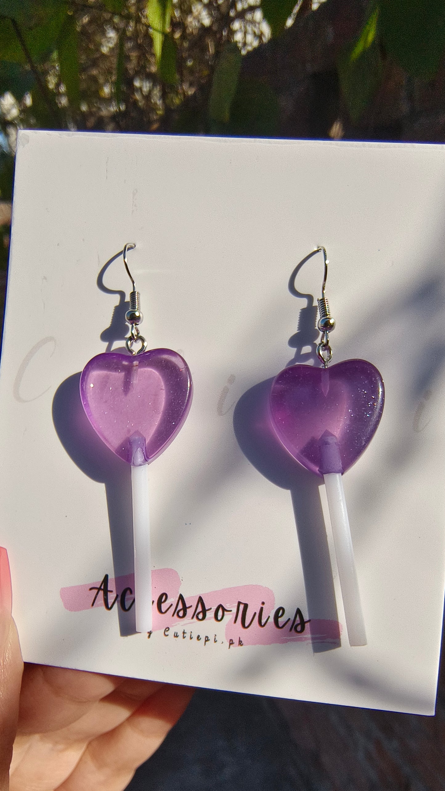 Purple heart earings