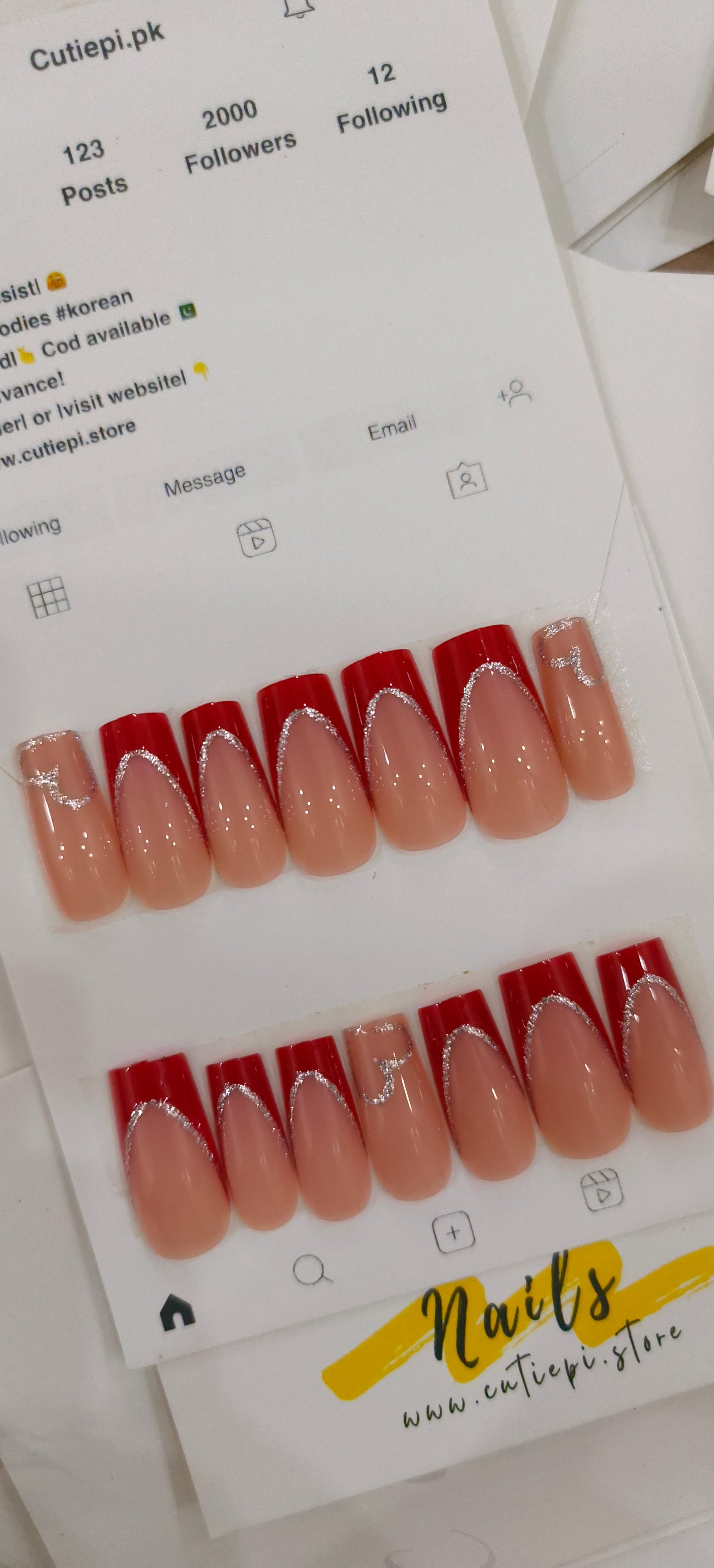 Glitter French Tips- 6 Variants 24pcs with Free application kit