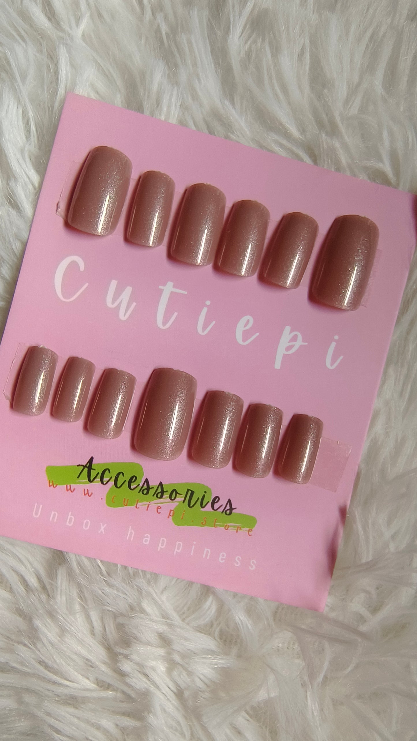 Glossy Brown Square Press-On Nails