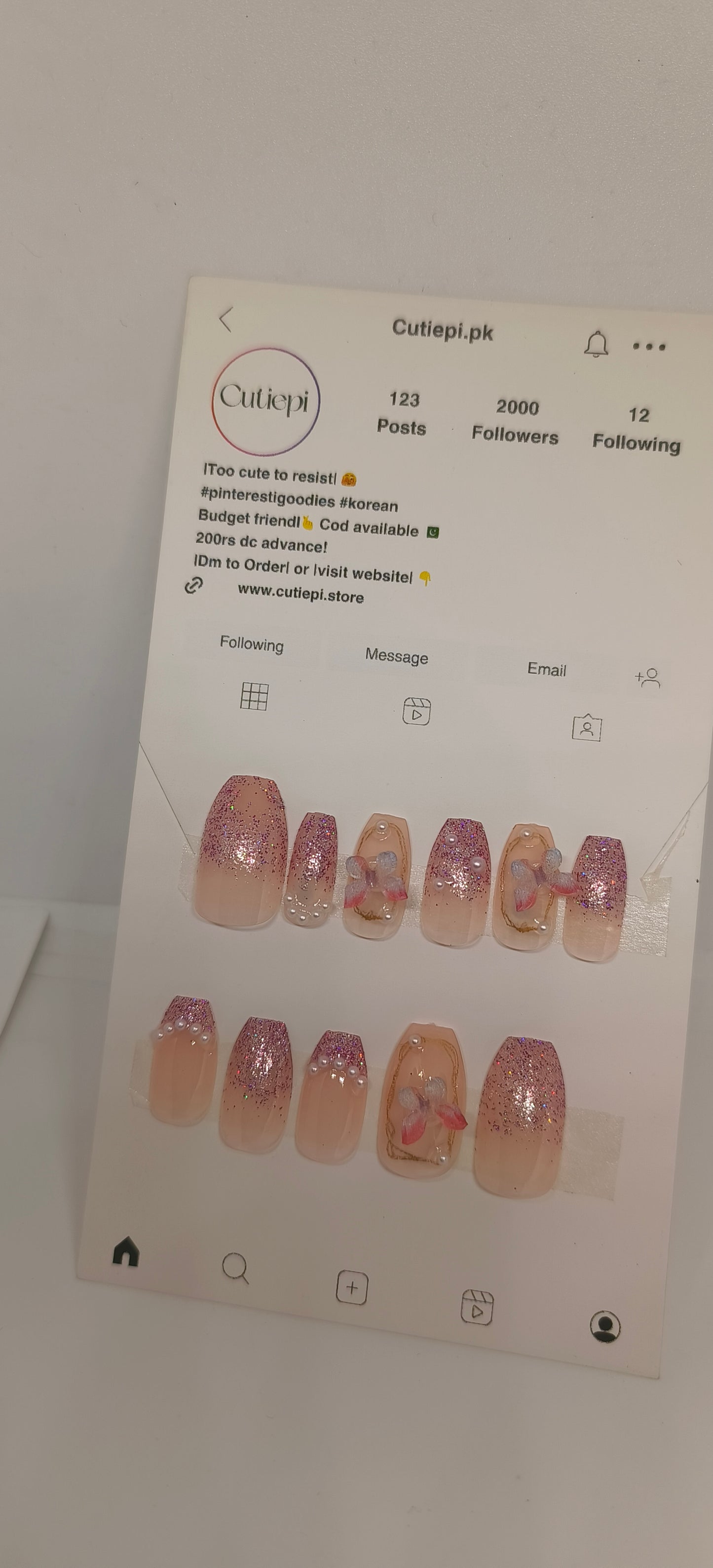 Blush Gleam - 24pcs nail set with Application Kit