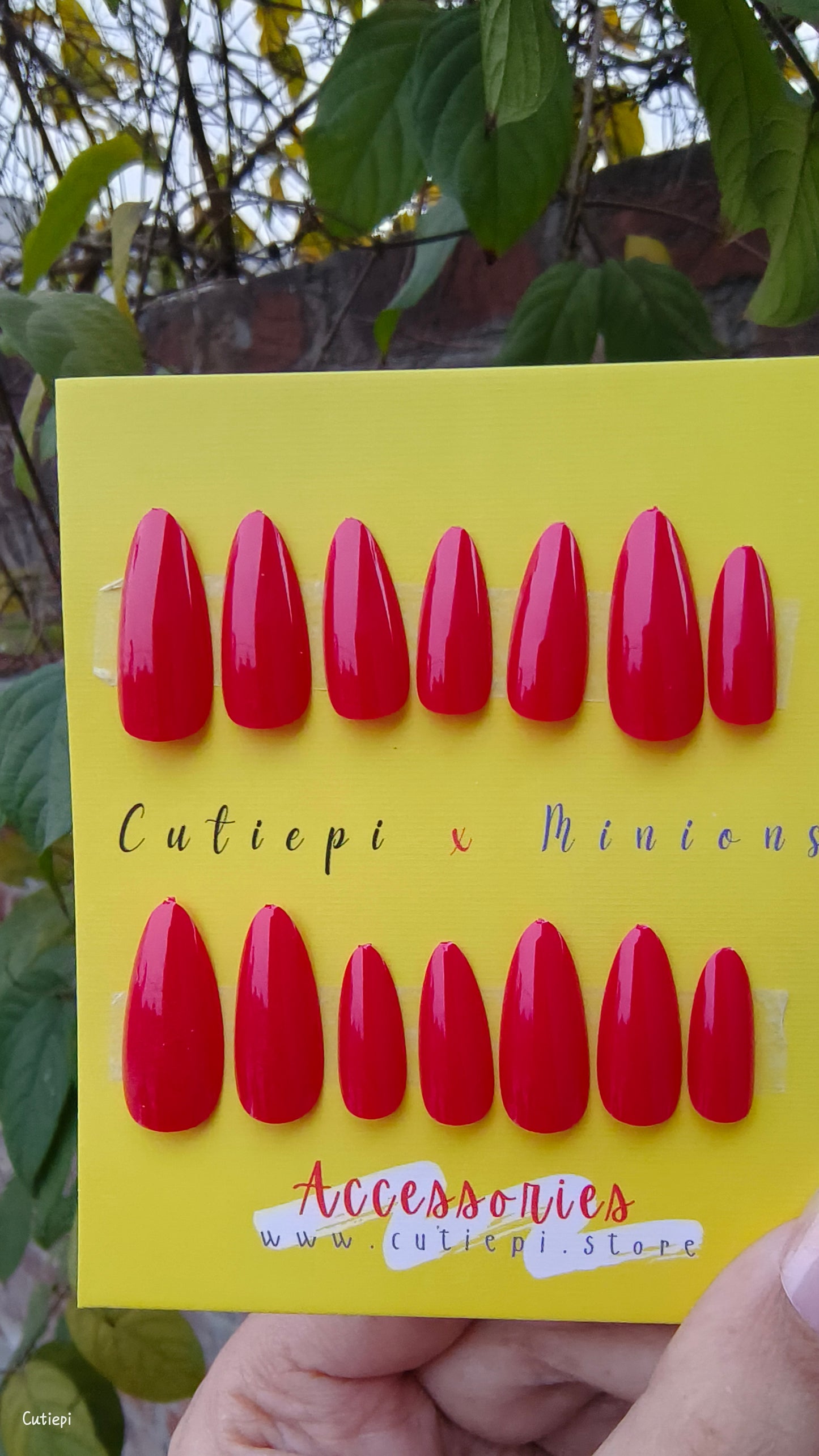 Scarlet Rose - 24pcs Bridal Dark Red Nails with kit