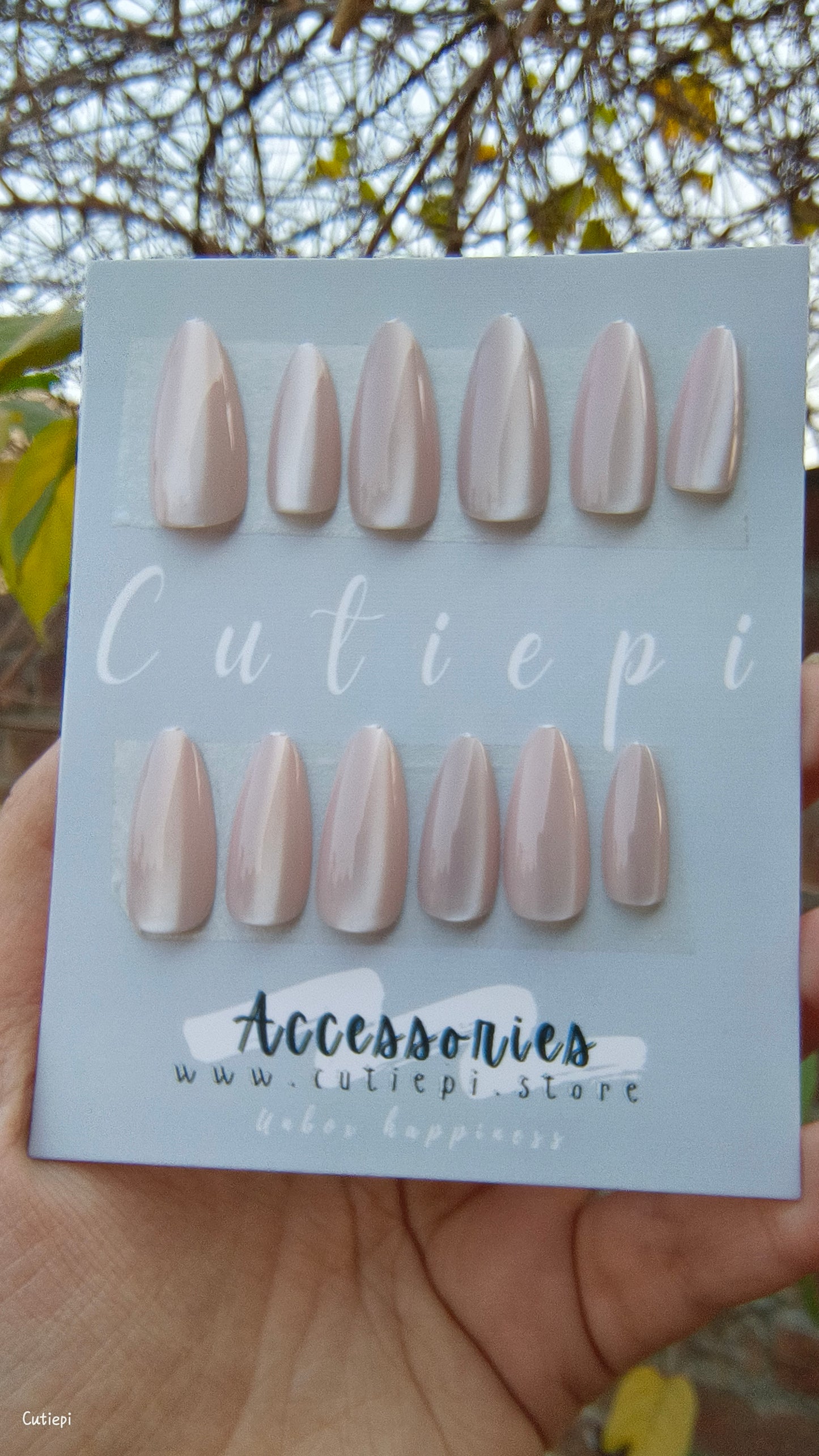 Mocha Glaze Cat Eye Nail Set – 24pcs with Application Kit
