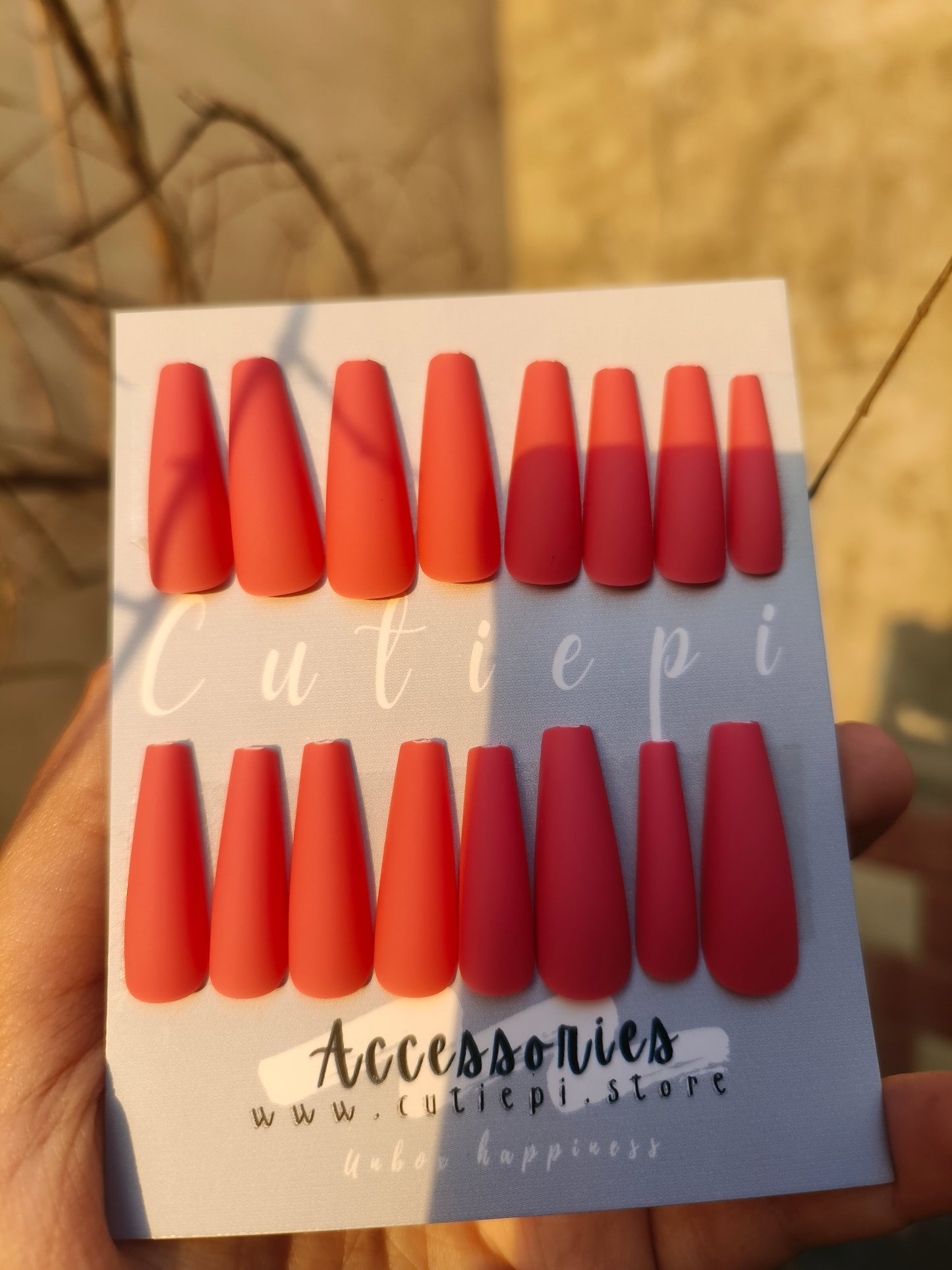 Peach Blush Matte Nail Set – 24pcs with Kit