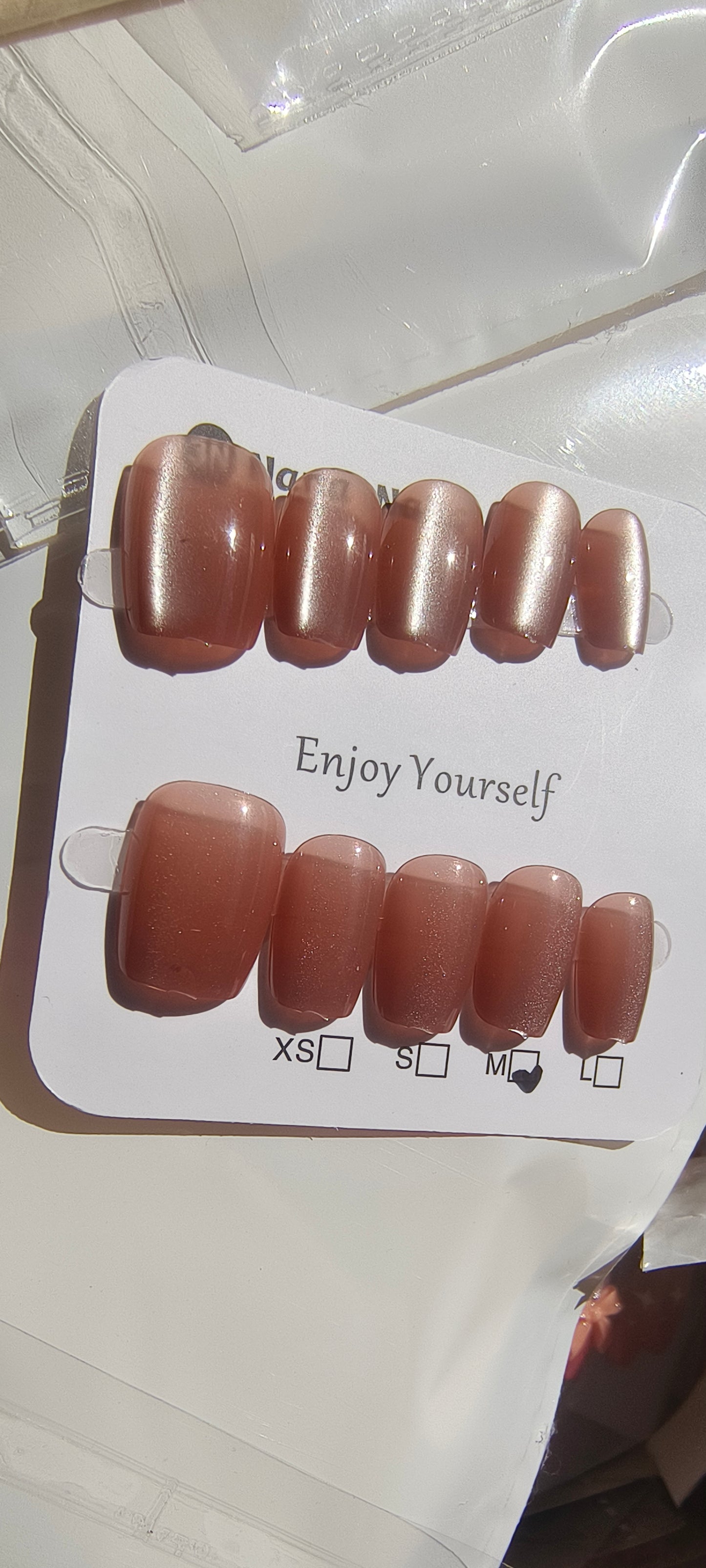 Rosewood Glow Cat Eye Nails – 10pcs Set with Kit