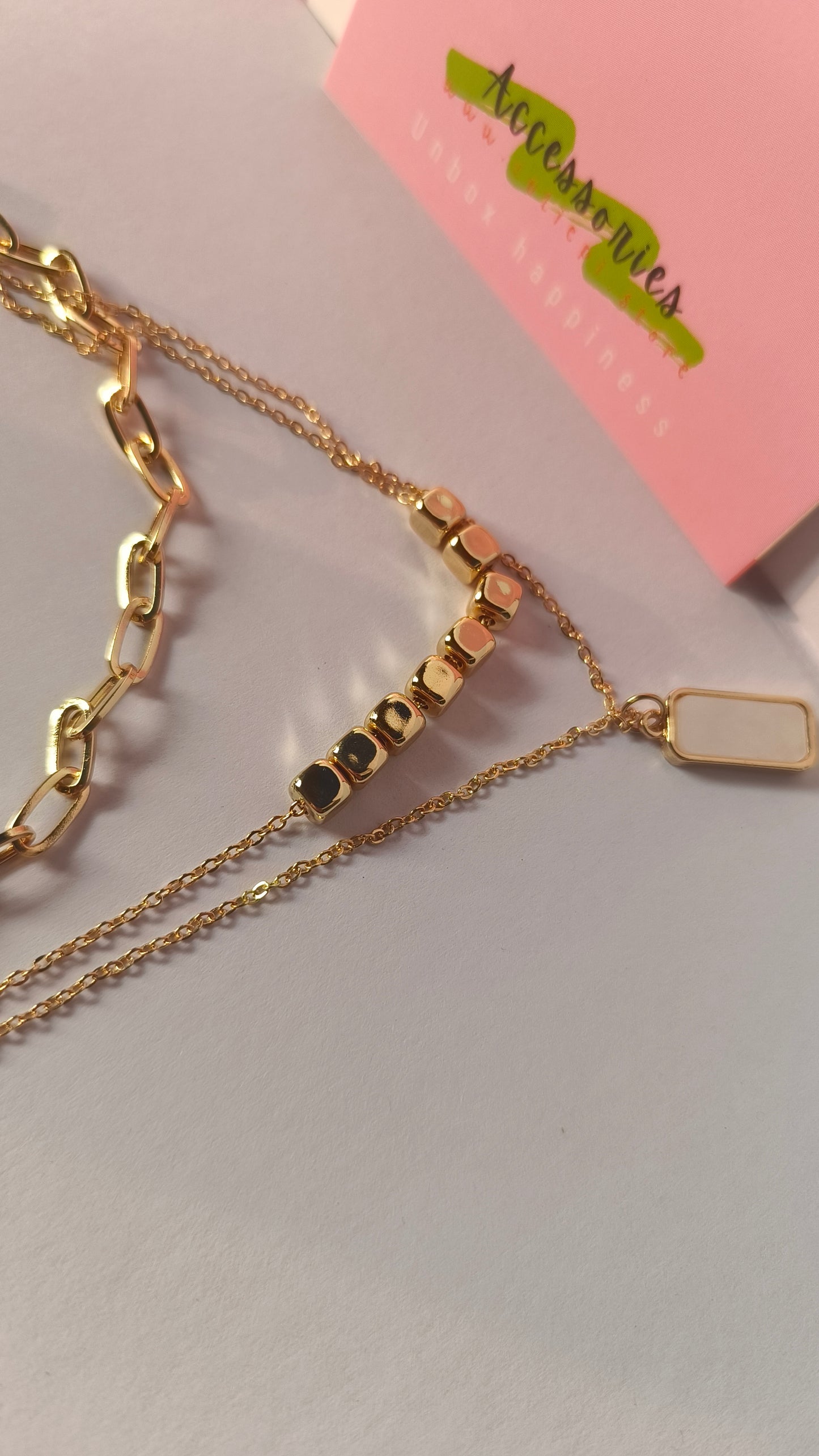 Boho Multi-Layer Pearl & Geometric gold plated Pendant Necklace