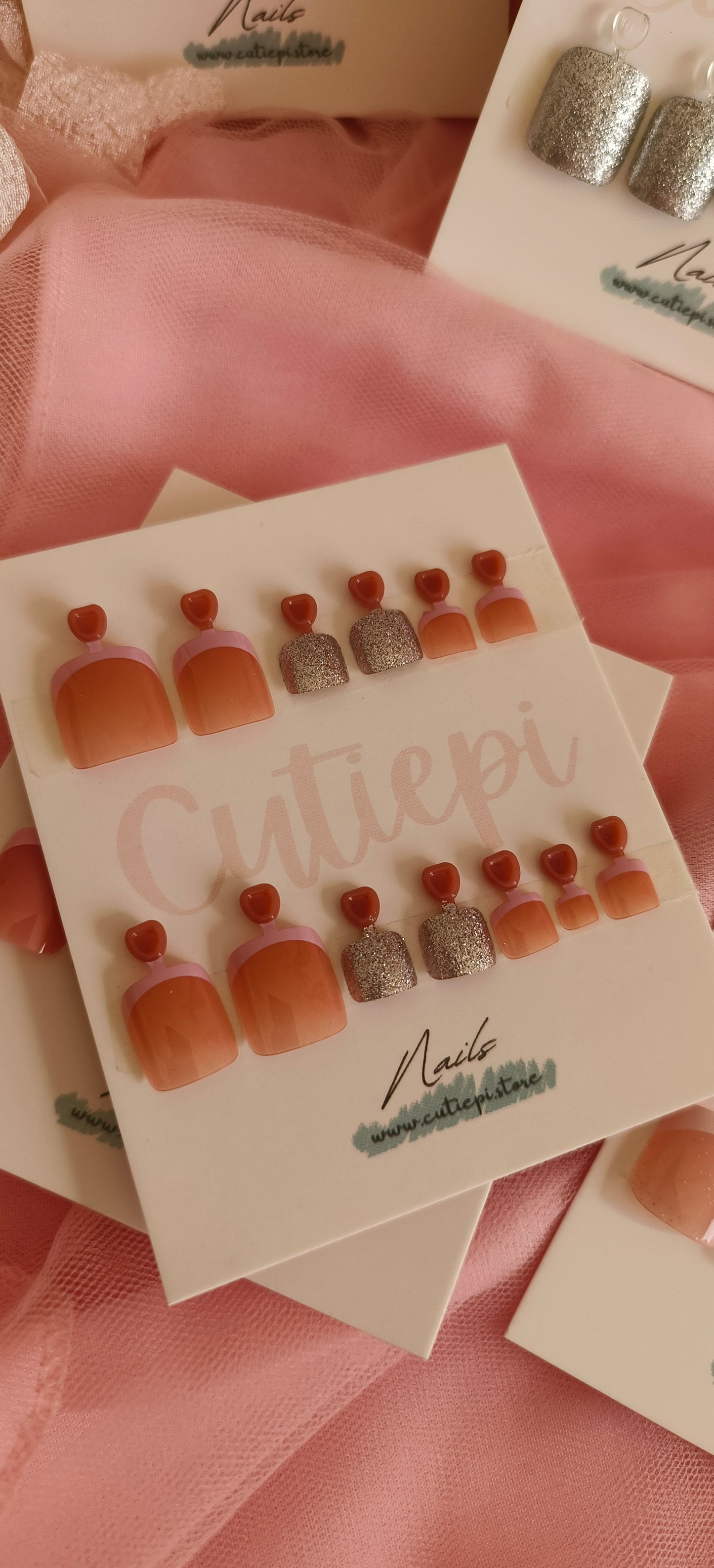RoséTwinkle – 24pcs with Application Kit (Toe Nails)