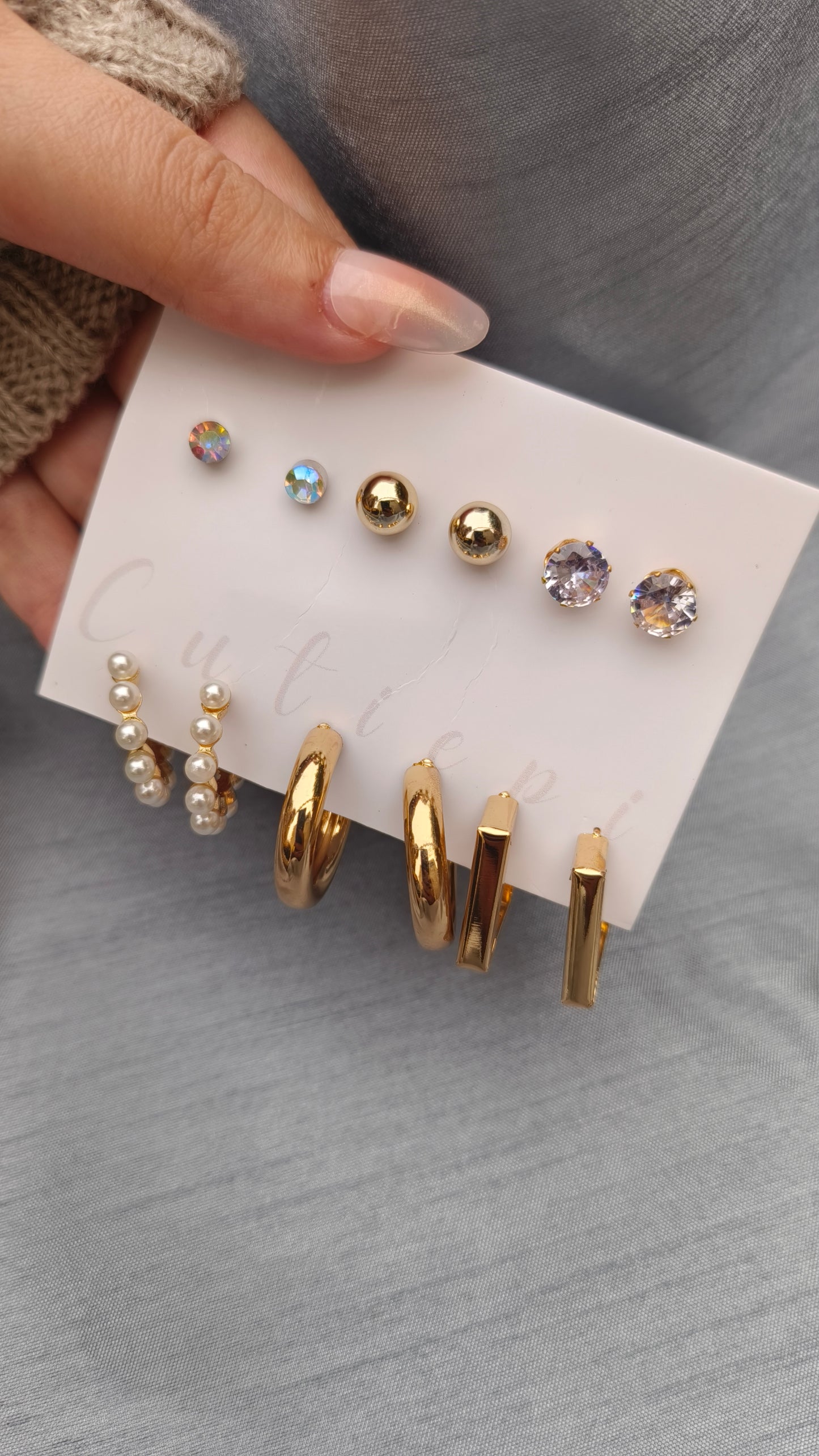 "Golden Glow: 6-Piece Stud & Hoop Earrings Set"