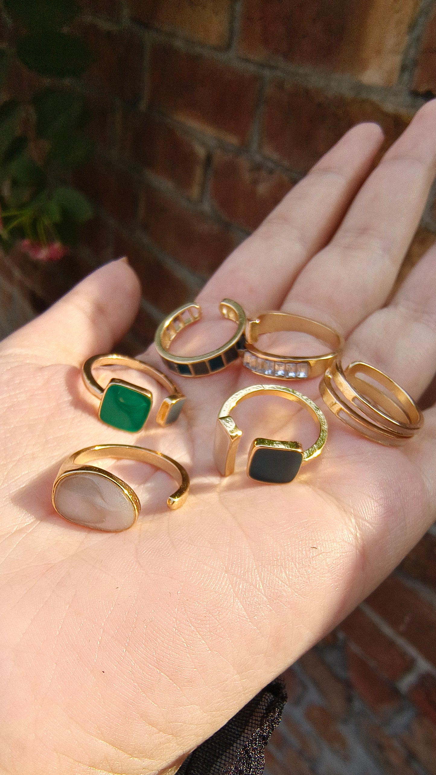 6-pcs Vintage Rhinestone Rings – Gold & Colorful