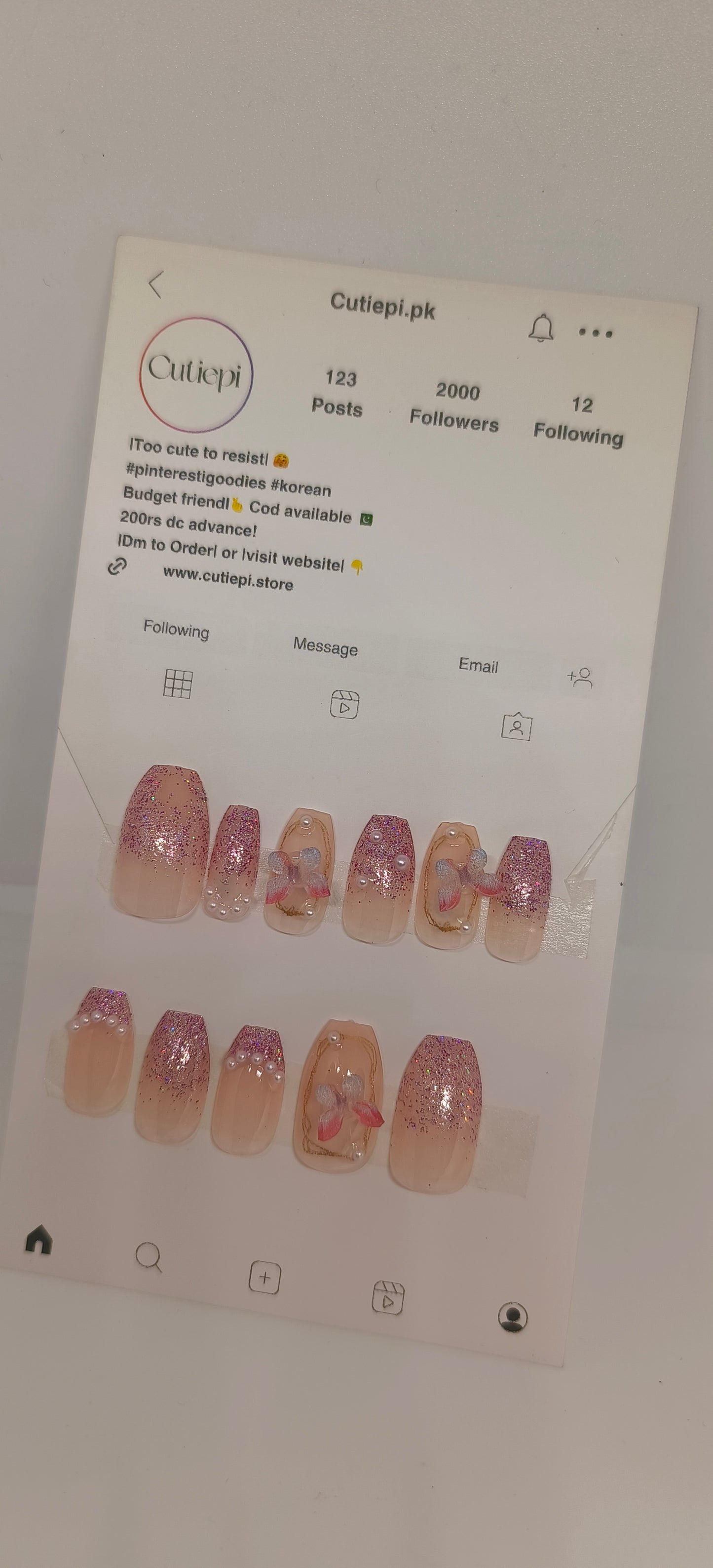 Blush Gleam - 24pcs nail set with Application Kit
