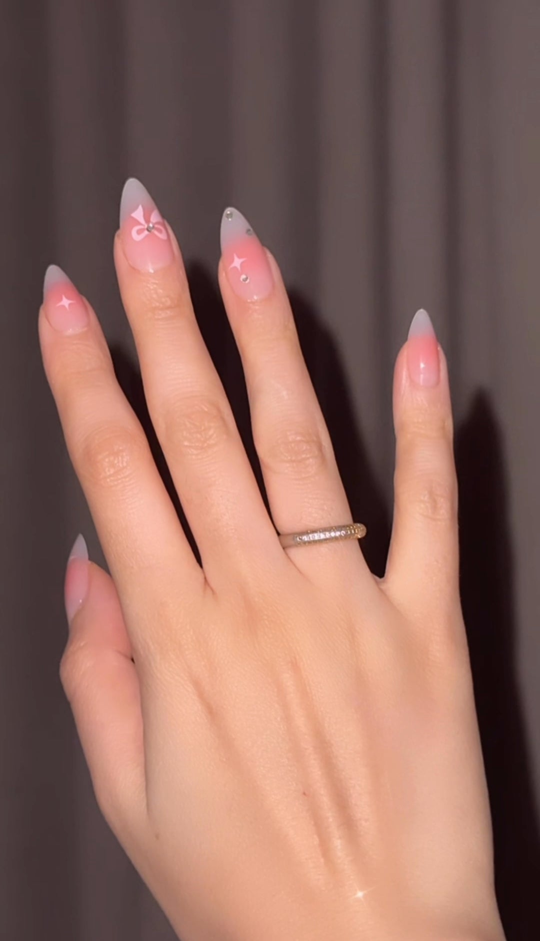 Blush Pearl - 24pcs Almond Pinkish Tip Press-On Nails with Pearls