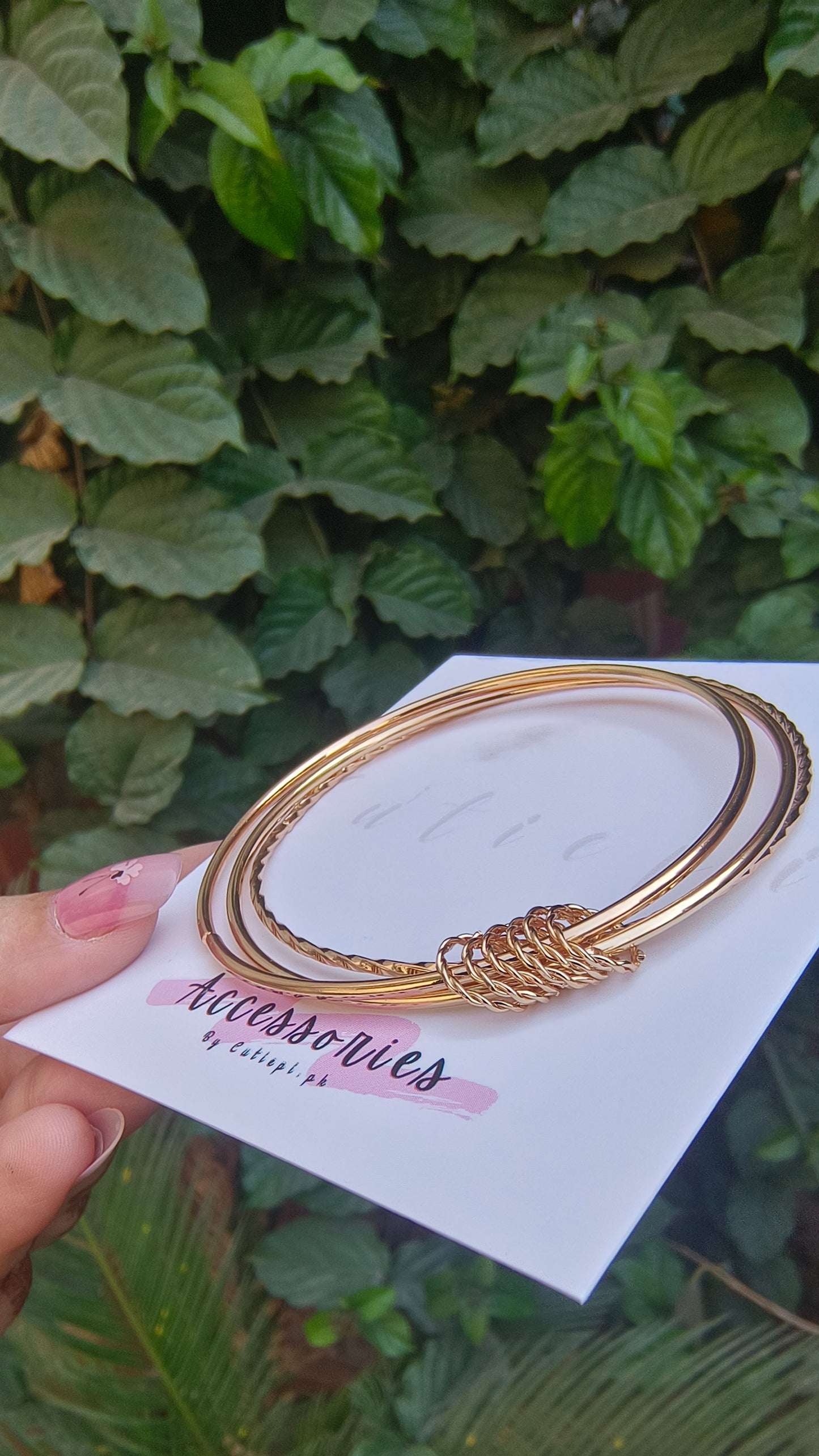 Elegant 3 layer Gold-Tone Alloy Bangle Bracelet Set