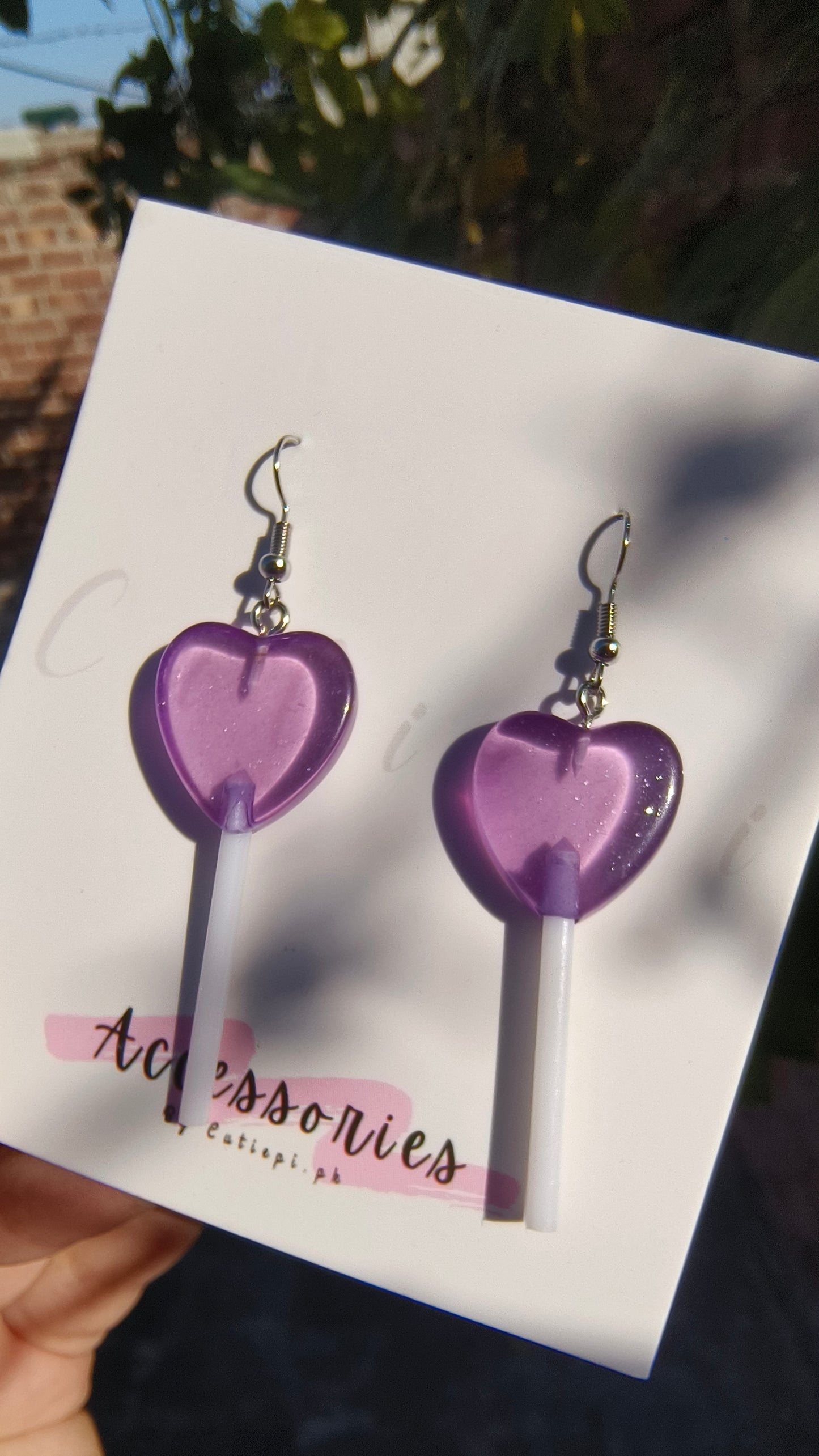 Purple heart earings