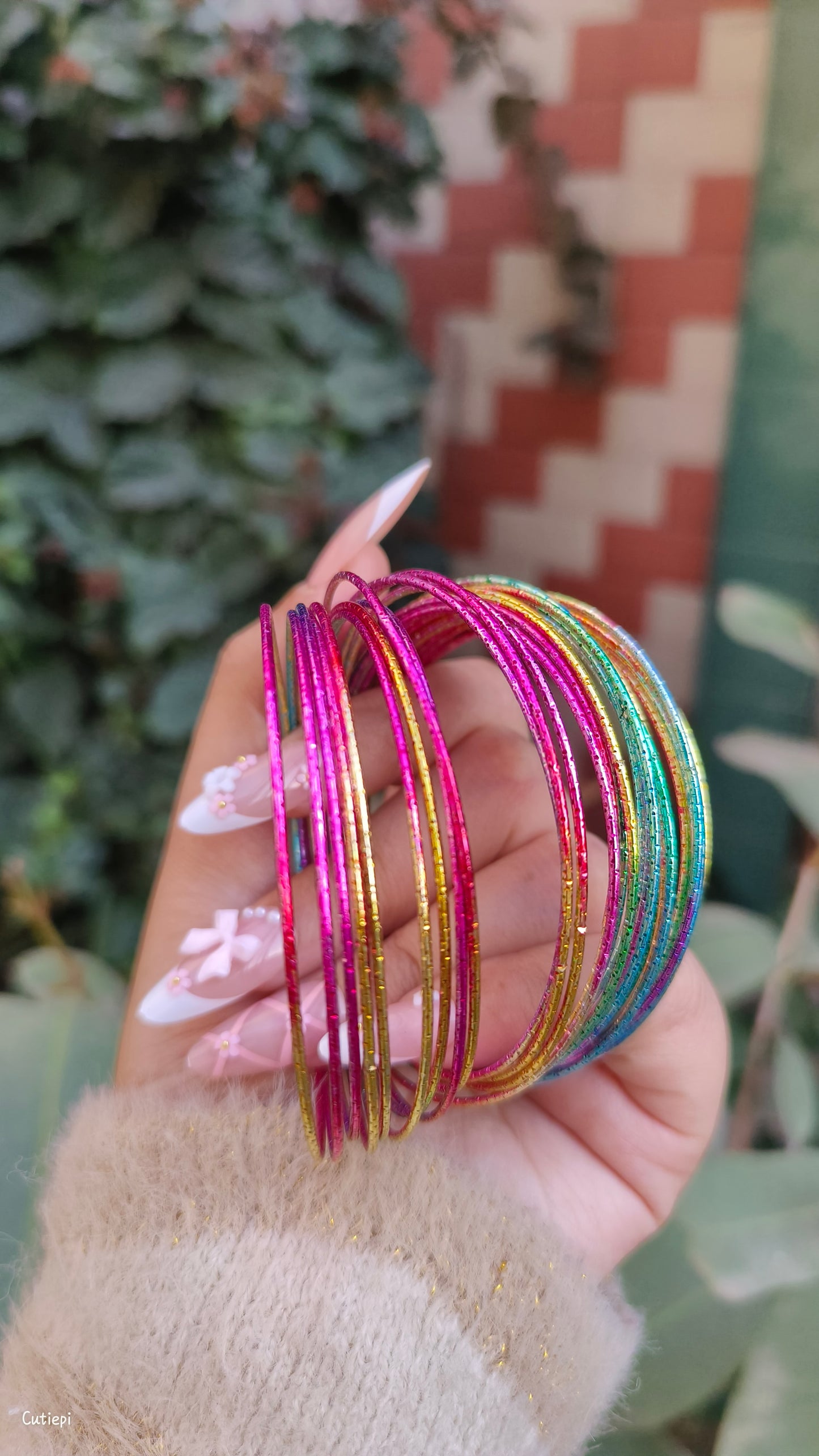Prism Glow Rainbow Bangle Set – 6pcs ✨