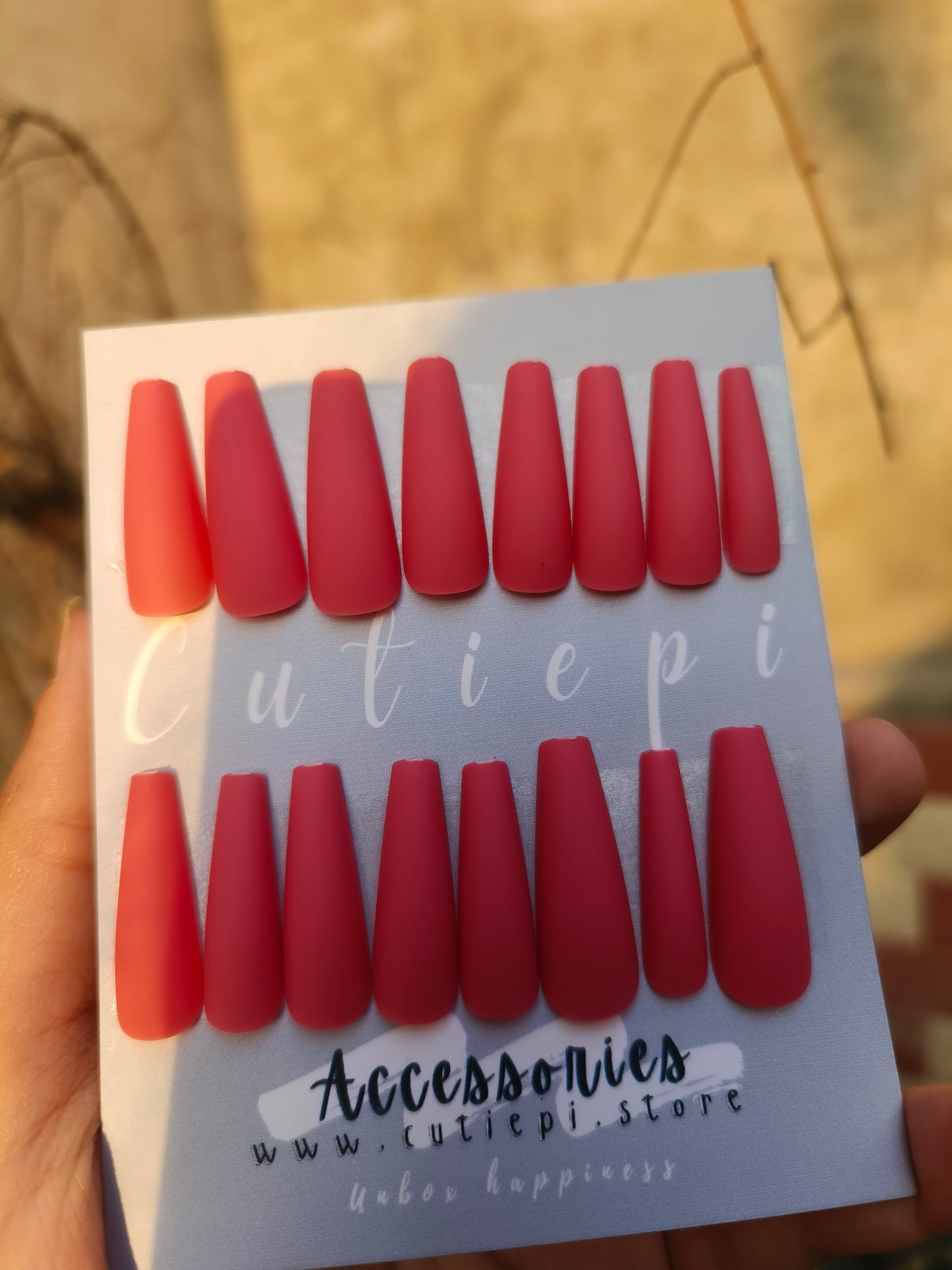 Peach Blush Matte Nail Set – 24pcs with Kit