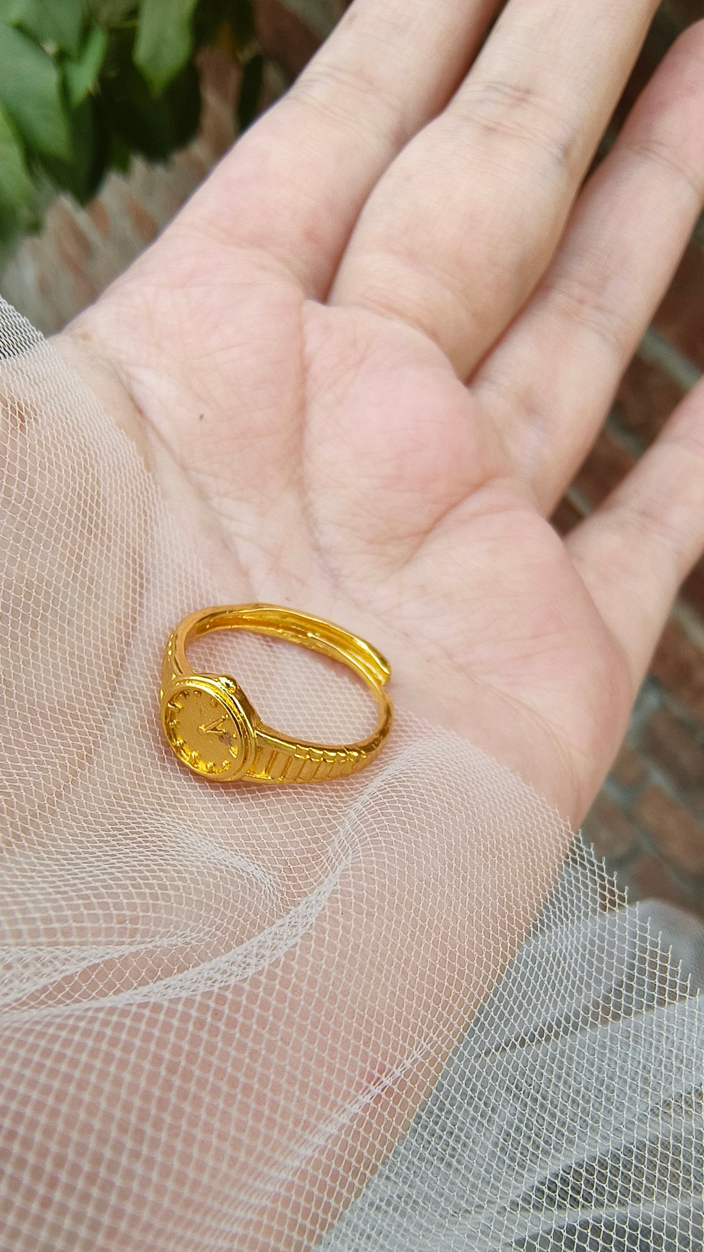 Golden Adjustable Clock Face Ring – Unique & Trendy Statement Jewelry