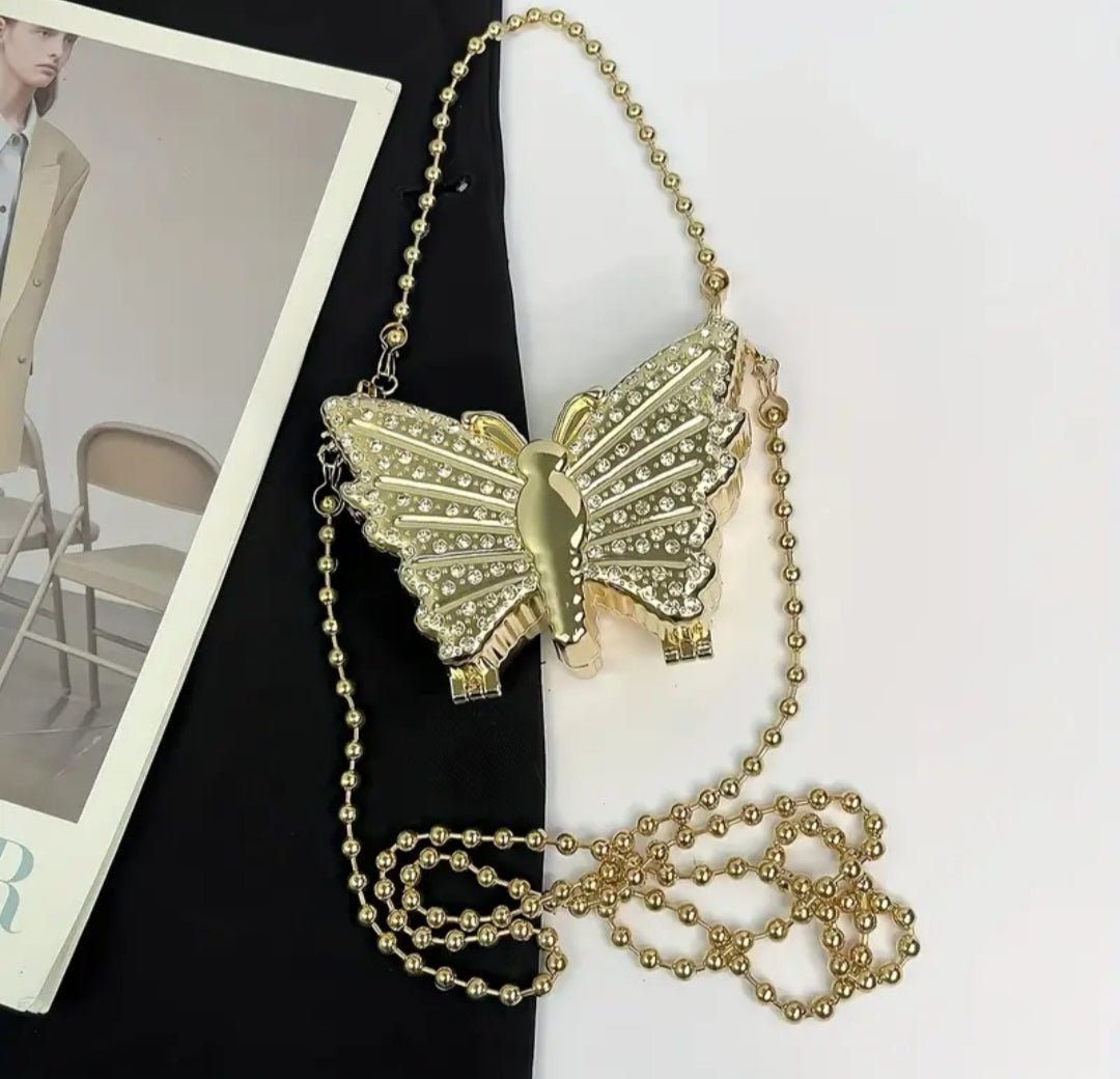 Metallic Butterfly Clutch