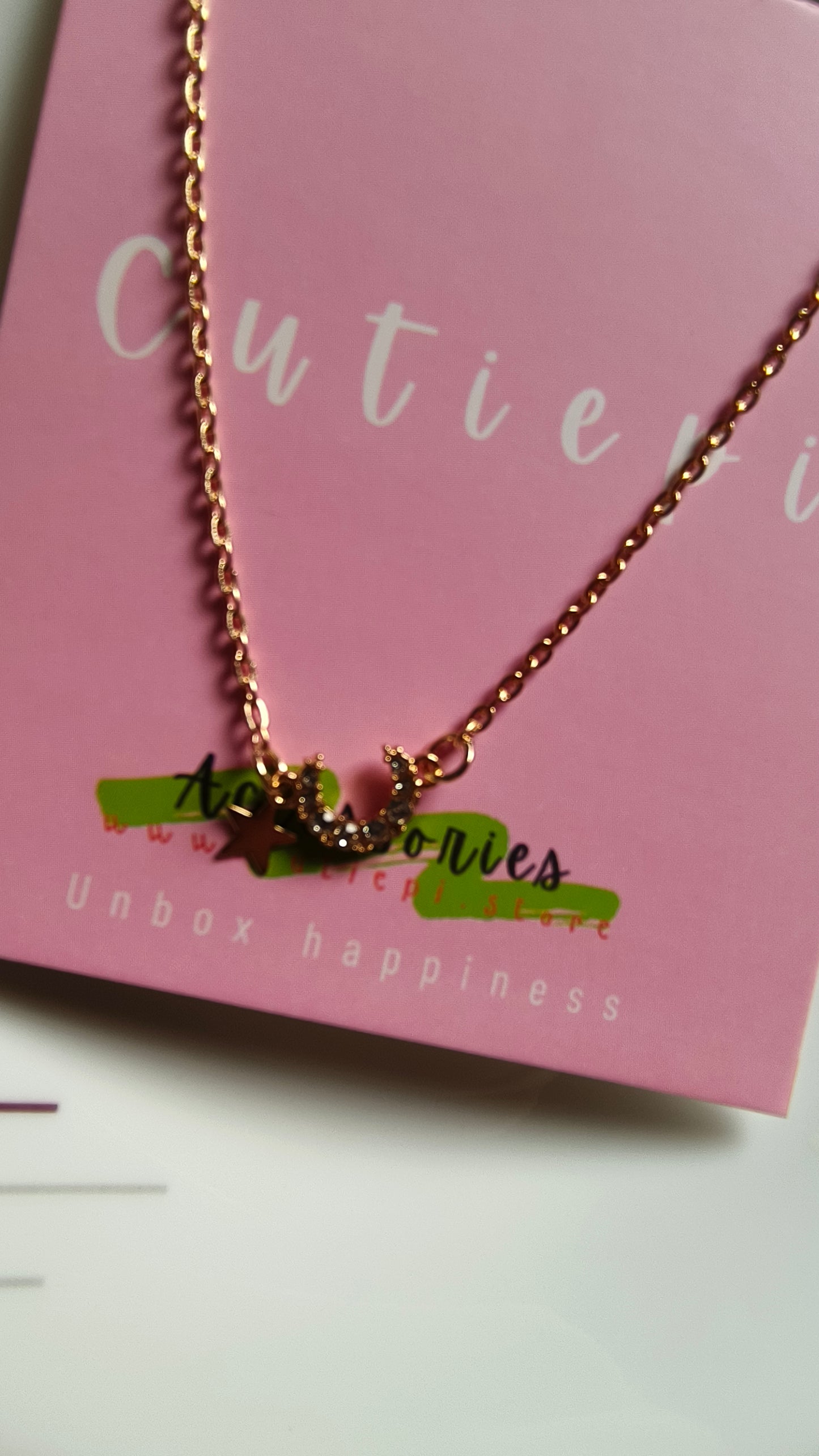 Zircon Moon & Star Pendant – Gold Plated Necklace for a Touch of Magic