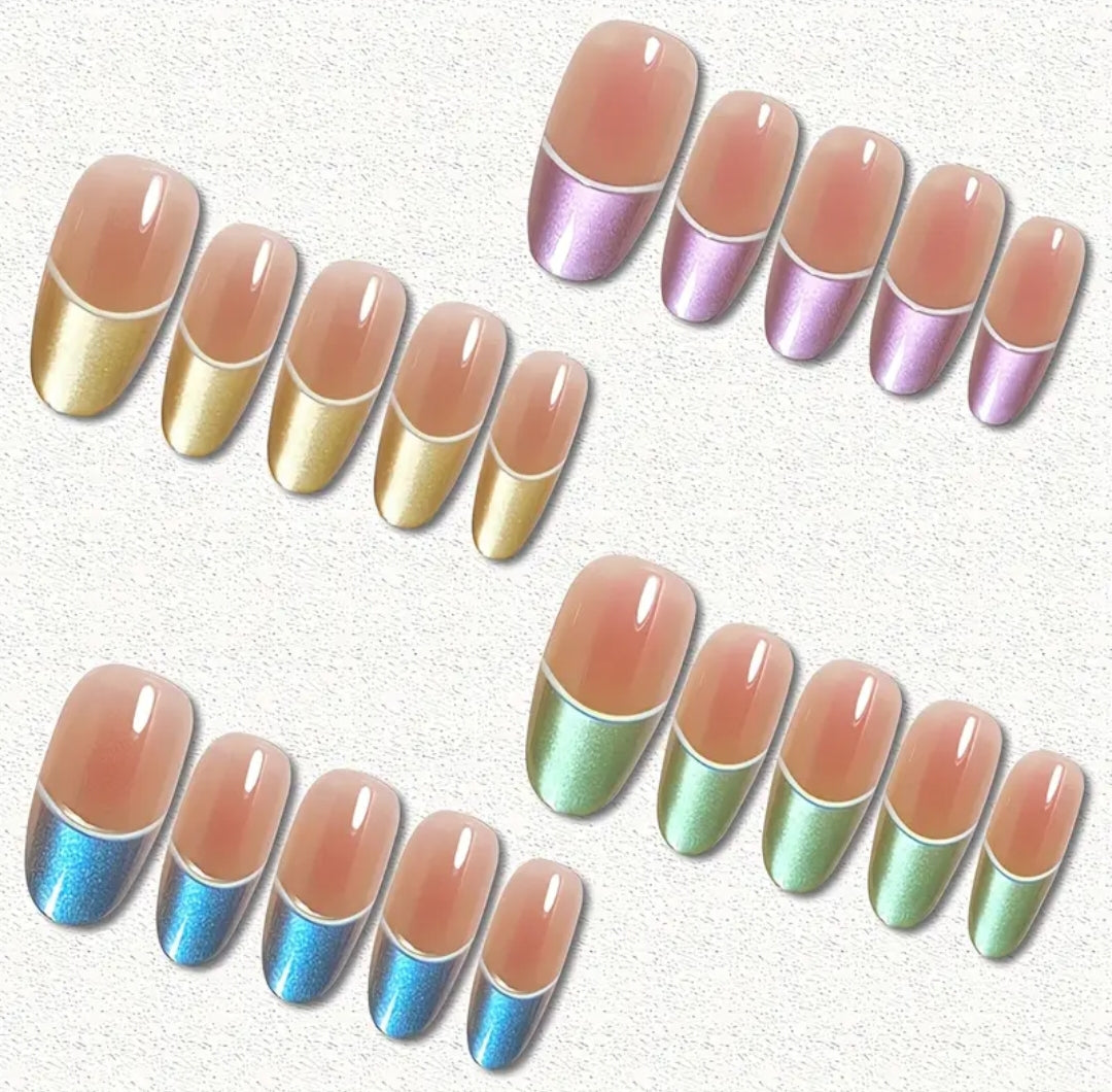 Bridal Nails (For mehndi event) - 10 pcs cat eye nails with application kit