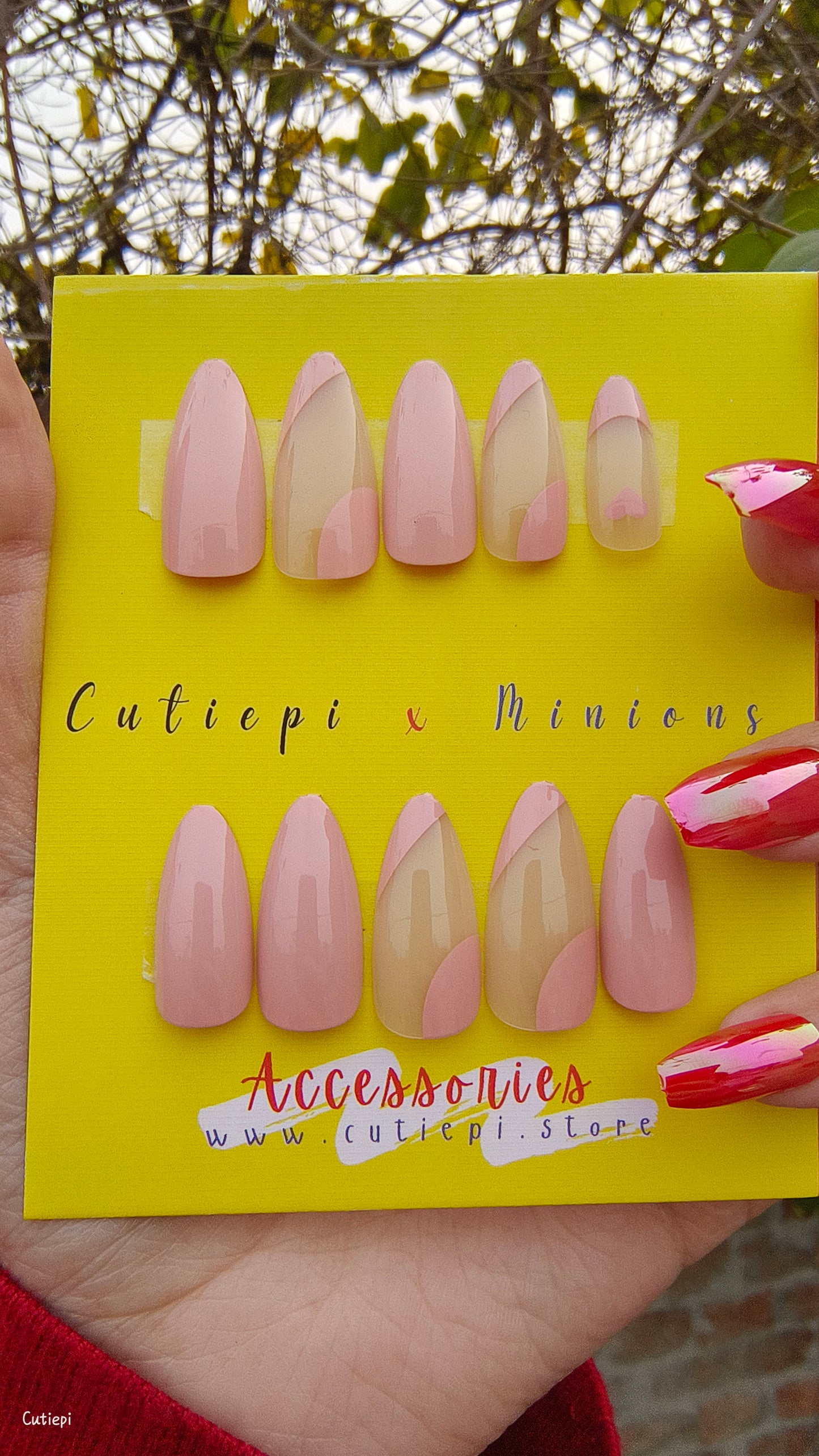 Peach Glow: Elegant Almond French Nails – 24pcs with Application Kit