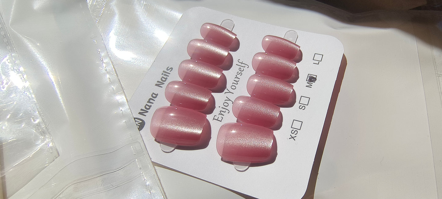 Velvet Rose Cat Eye Nails – 10pcs Set with Kit